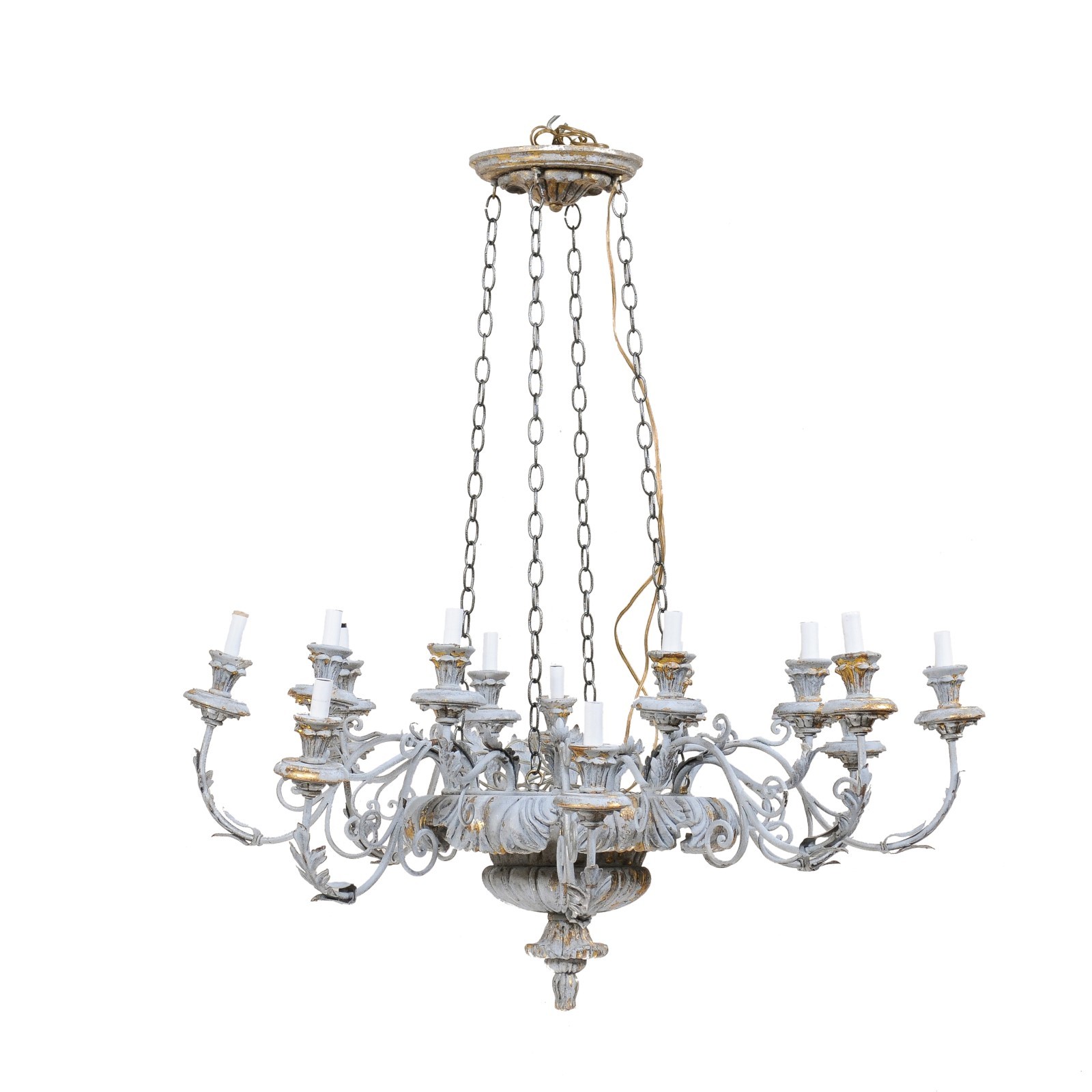 French 16-Light Circular Vintage Chandelier