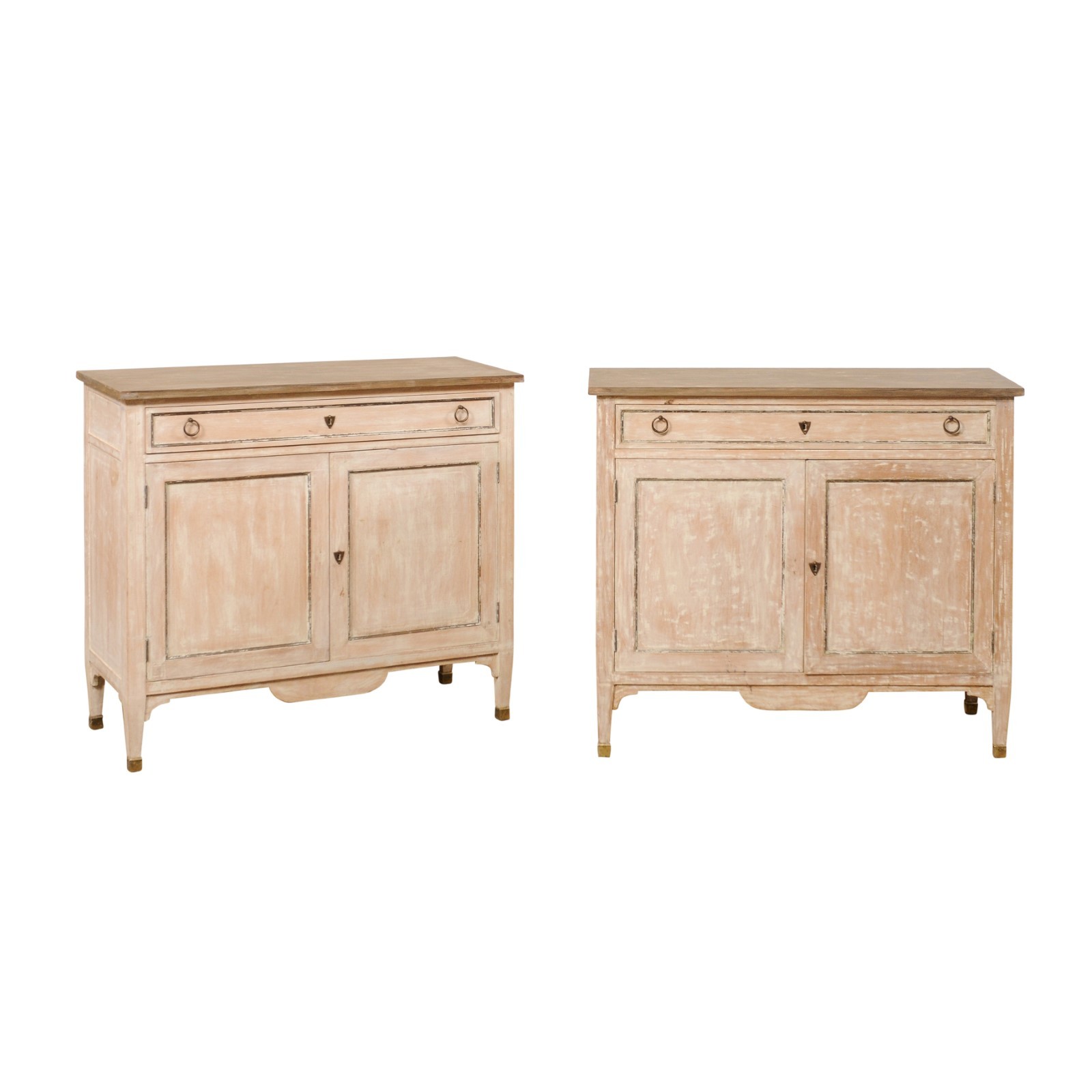 French Pair Painted Console Cabinets 