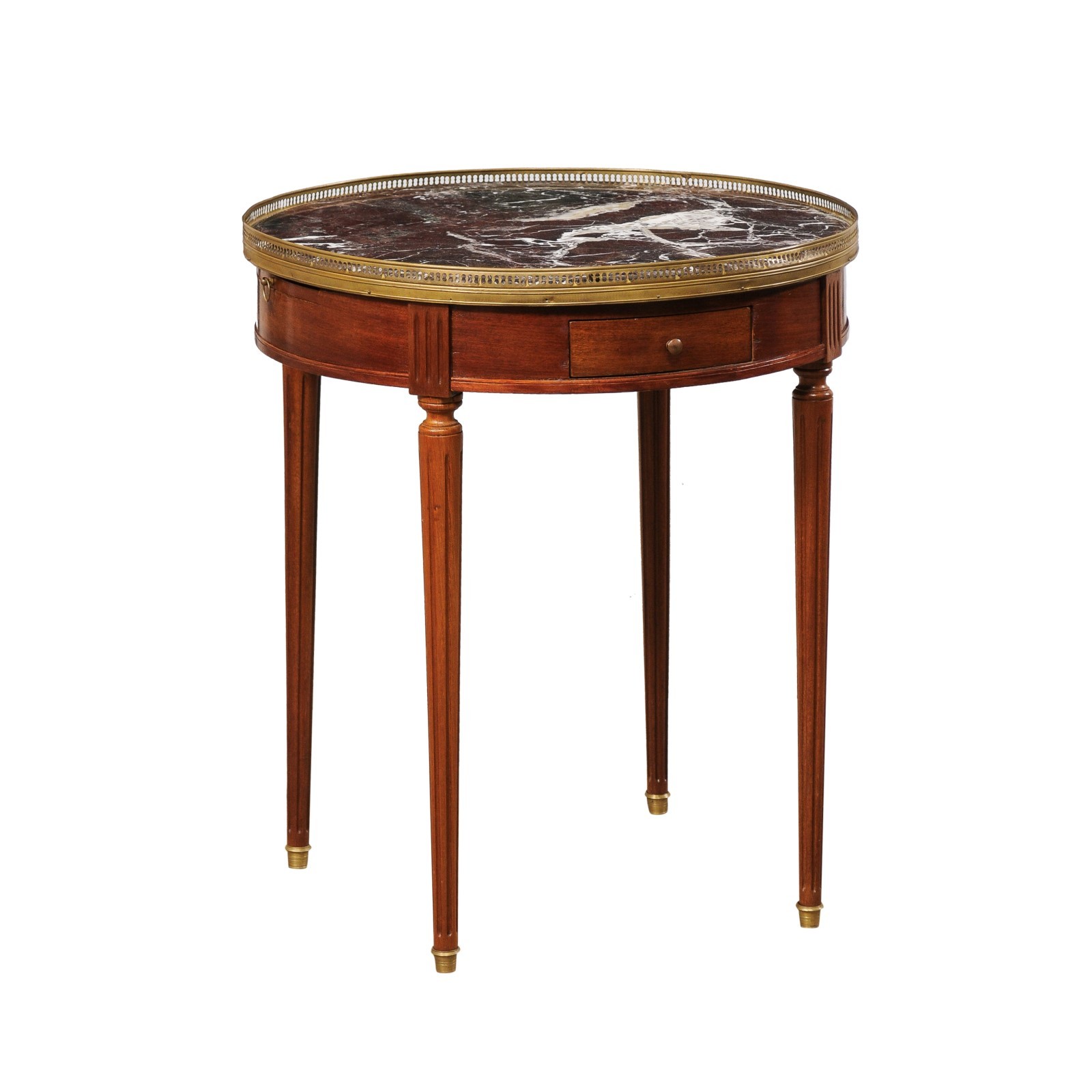 French Marble Top Table w/Brass Accents