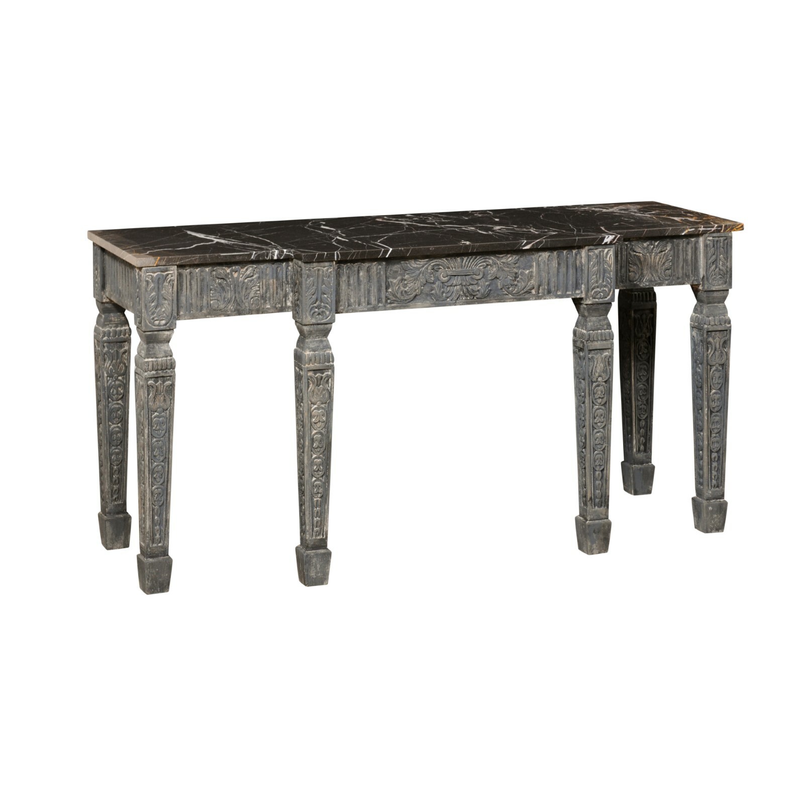 French Carved Console Table w/Marble Top