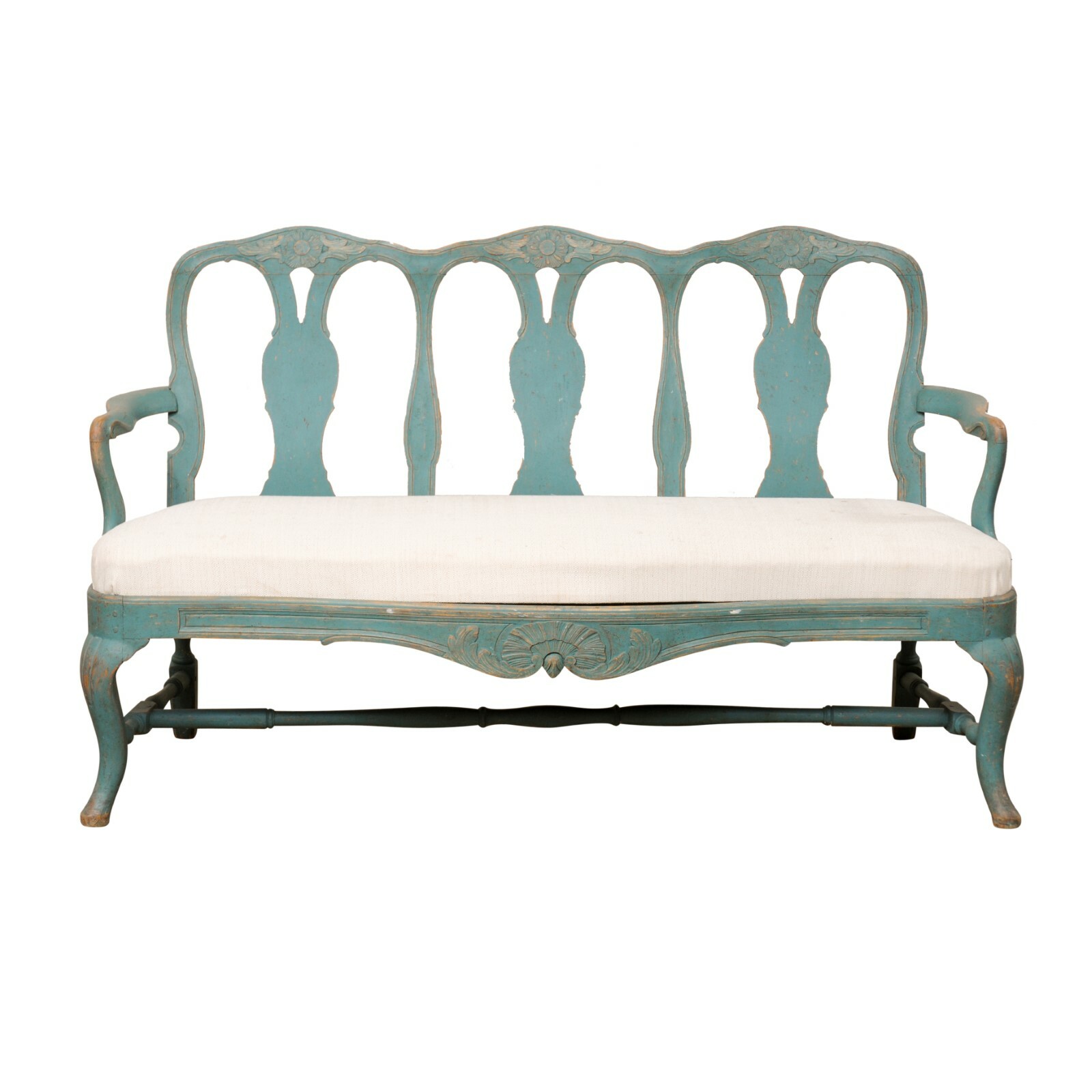 Swedish Rococo 3-Chair Back Sofa Bench