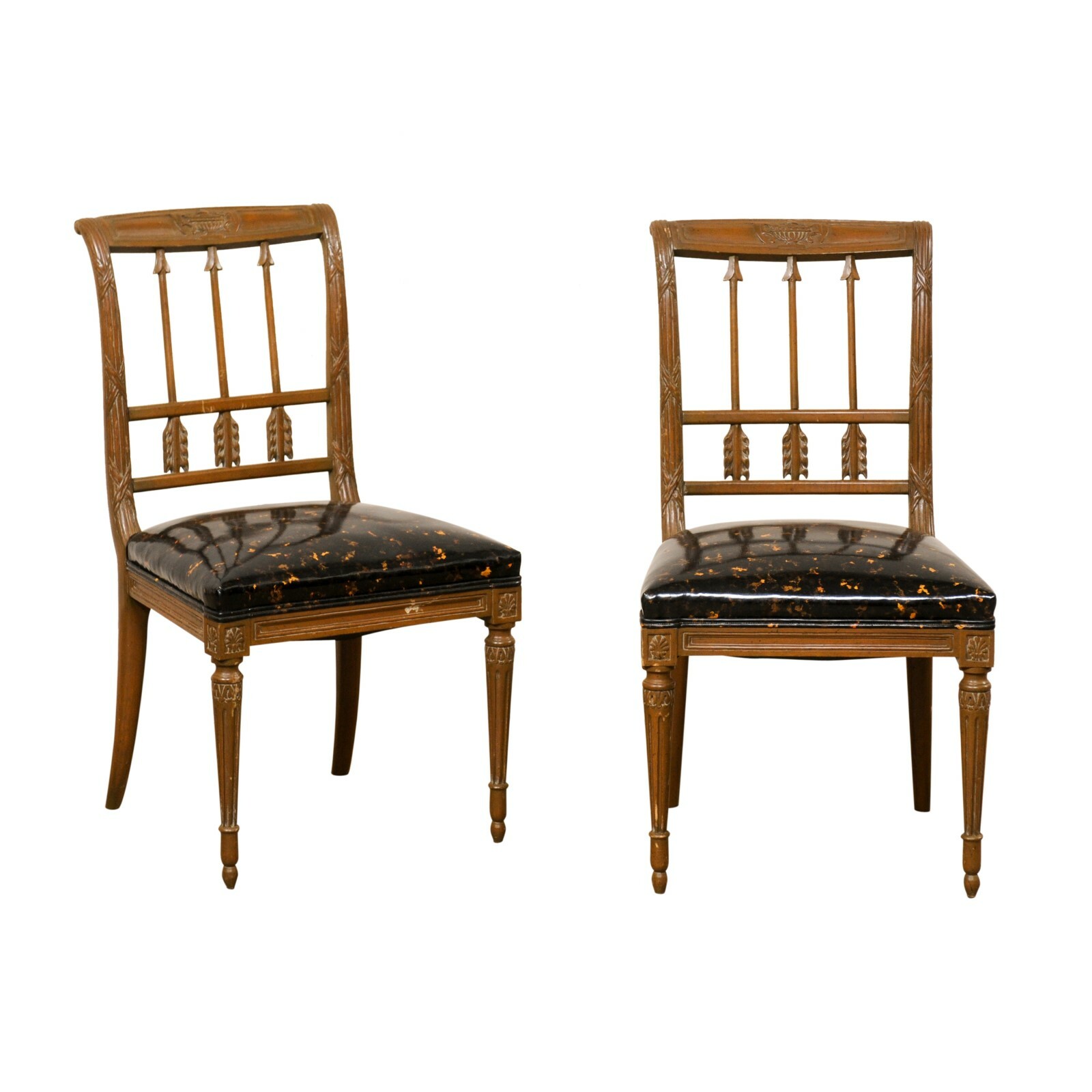 French Pair of Neoclassic Style Side Chairs