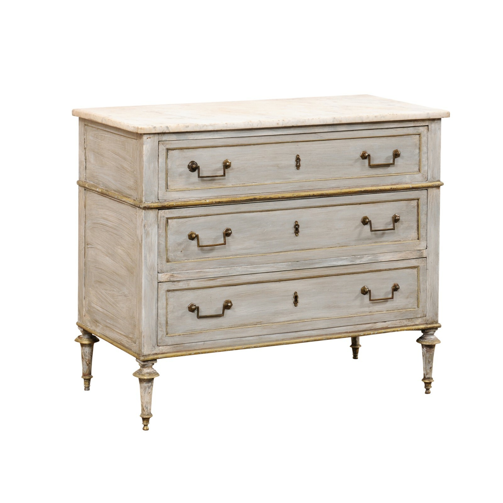 French Neoclassic Chest w/Marble & Brass