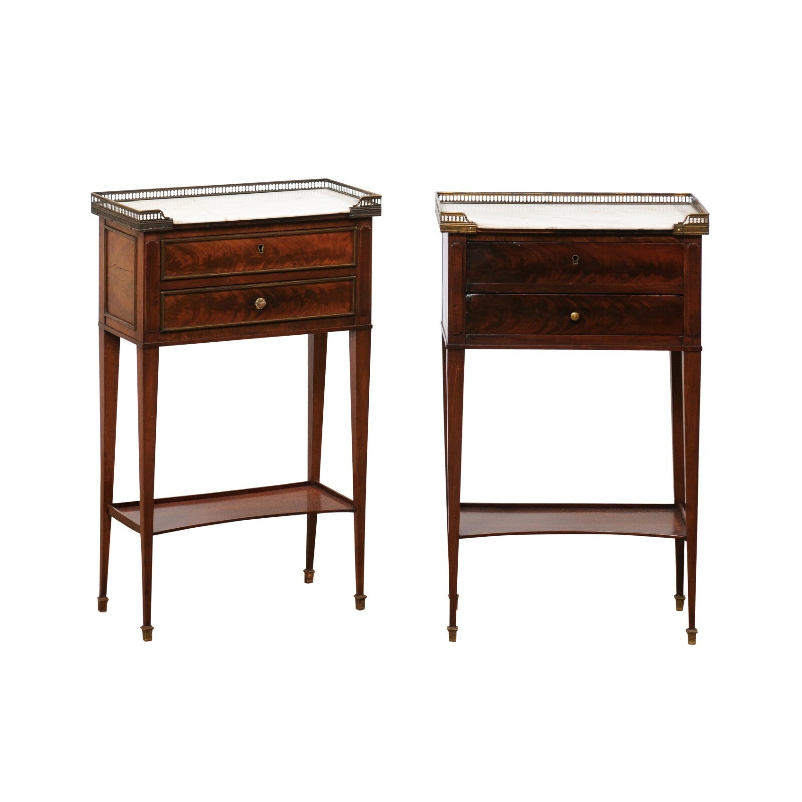 French Gallery-Top Mahogany Side Chests