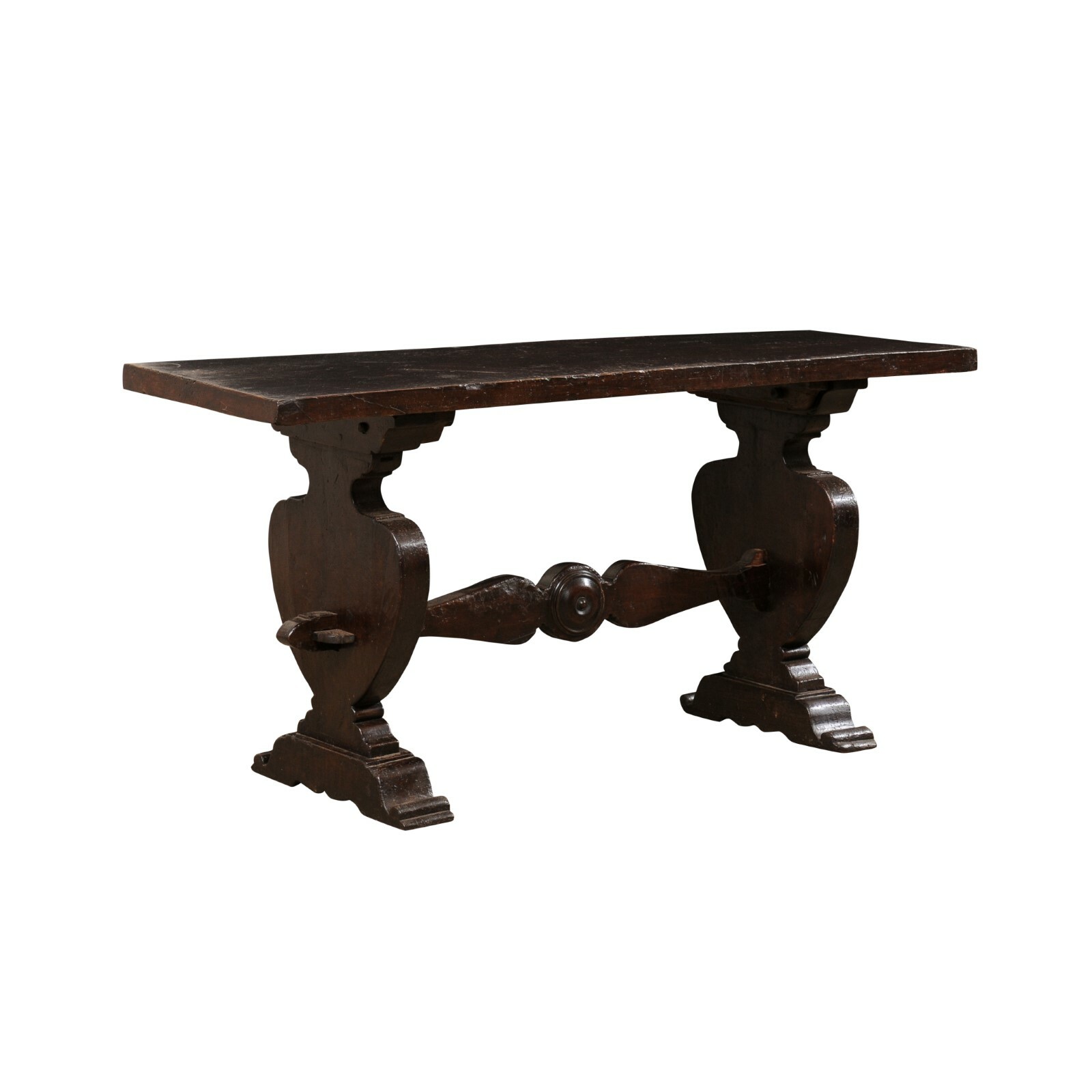 18th C. Italian Trestle Leg Table or Desk