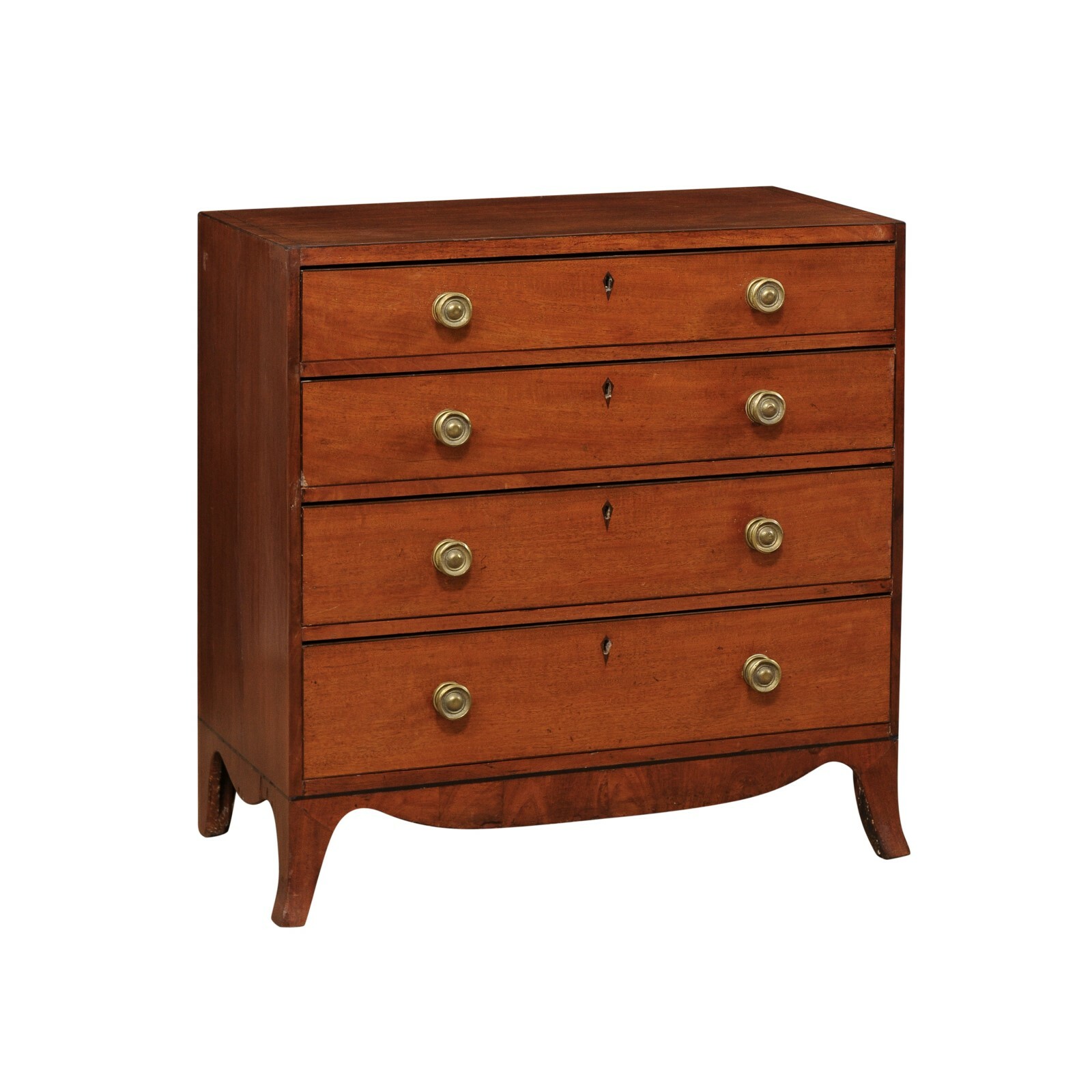 19th C. English Wooden Chest of 4 Drawers