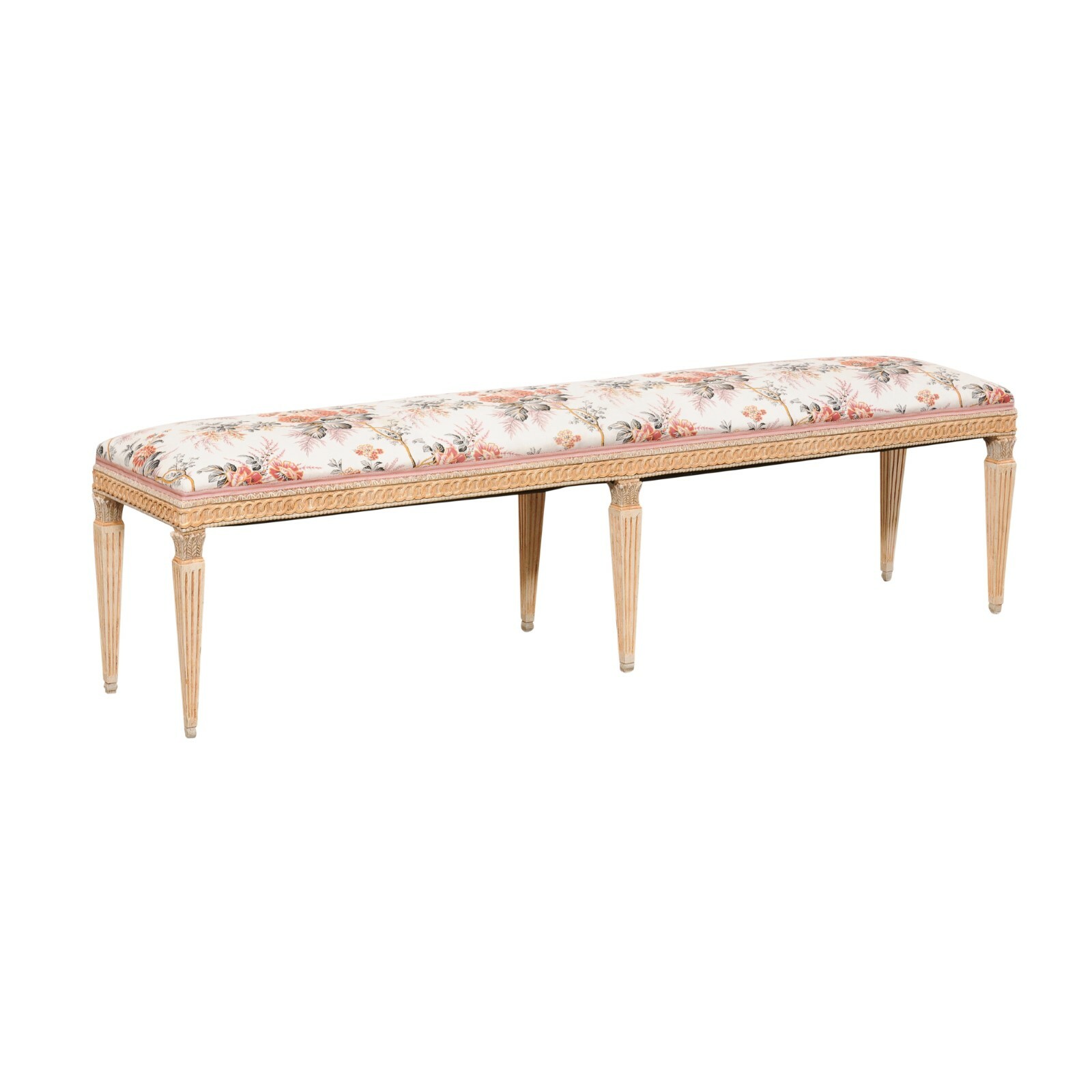 Louis XVI Style French Upholstered Bench 