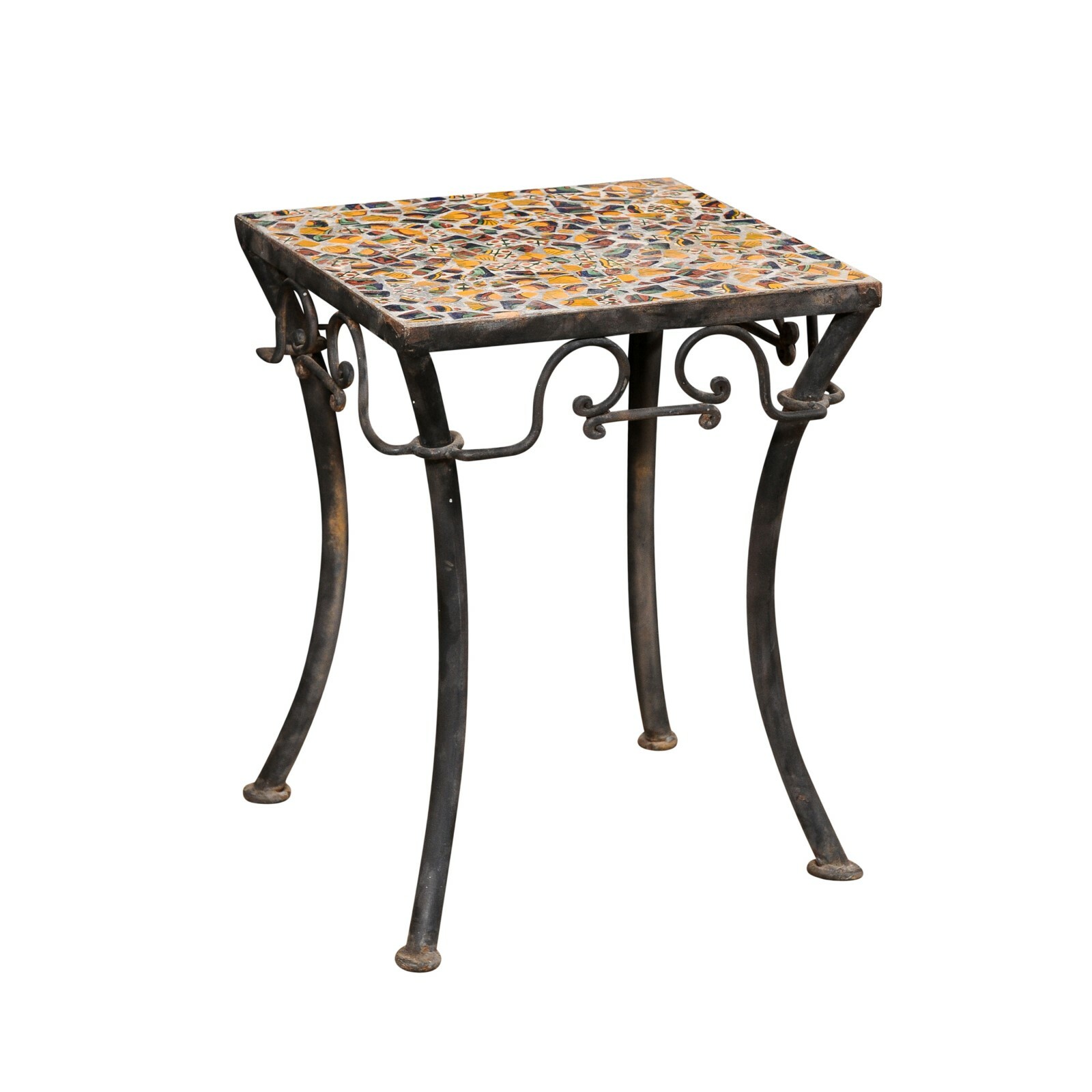 Whimsical Iron Side Table w/Mosaic Tile Top