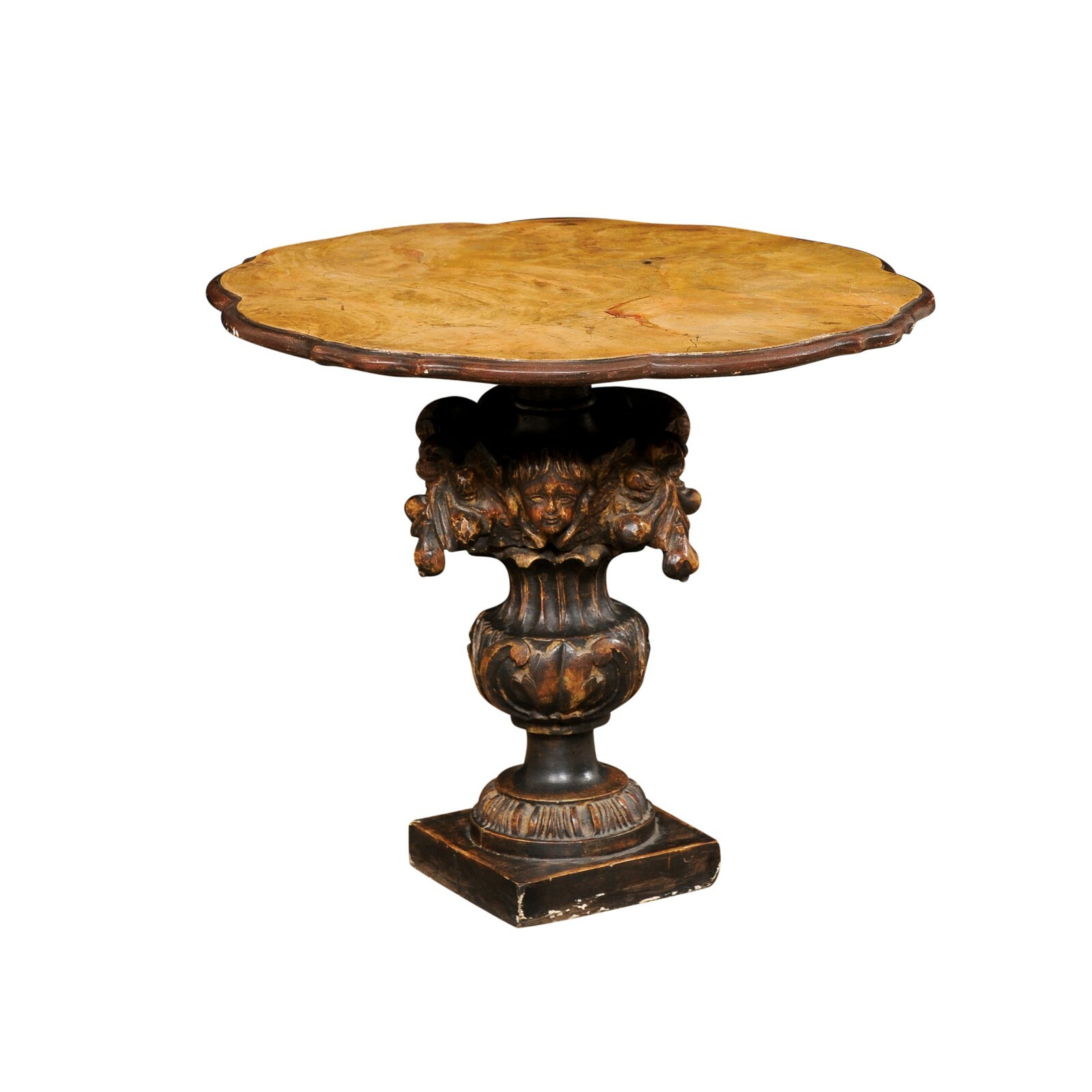 Italian Carved-Pedestal Side Table, 19th C