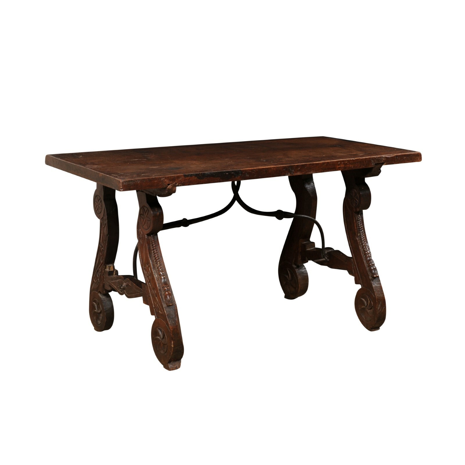 18th C. Spanish Walnut Stretcher Table
