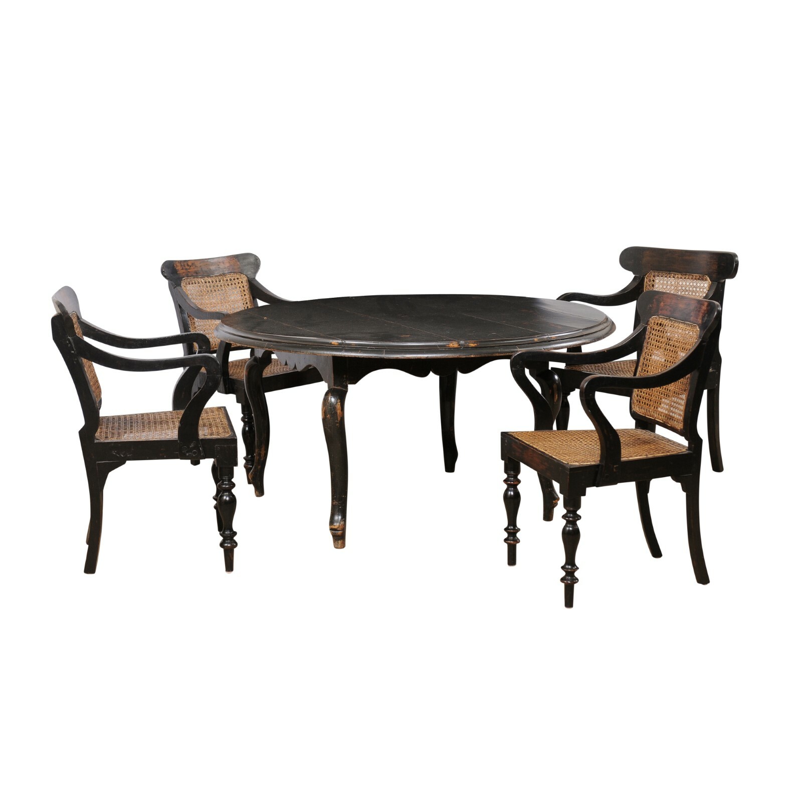 British Colonial Round Dining Set for Four