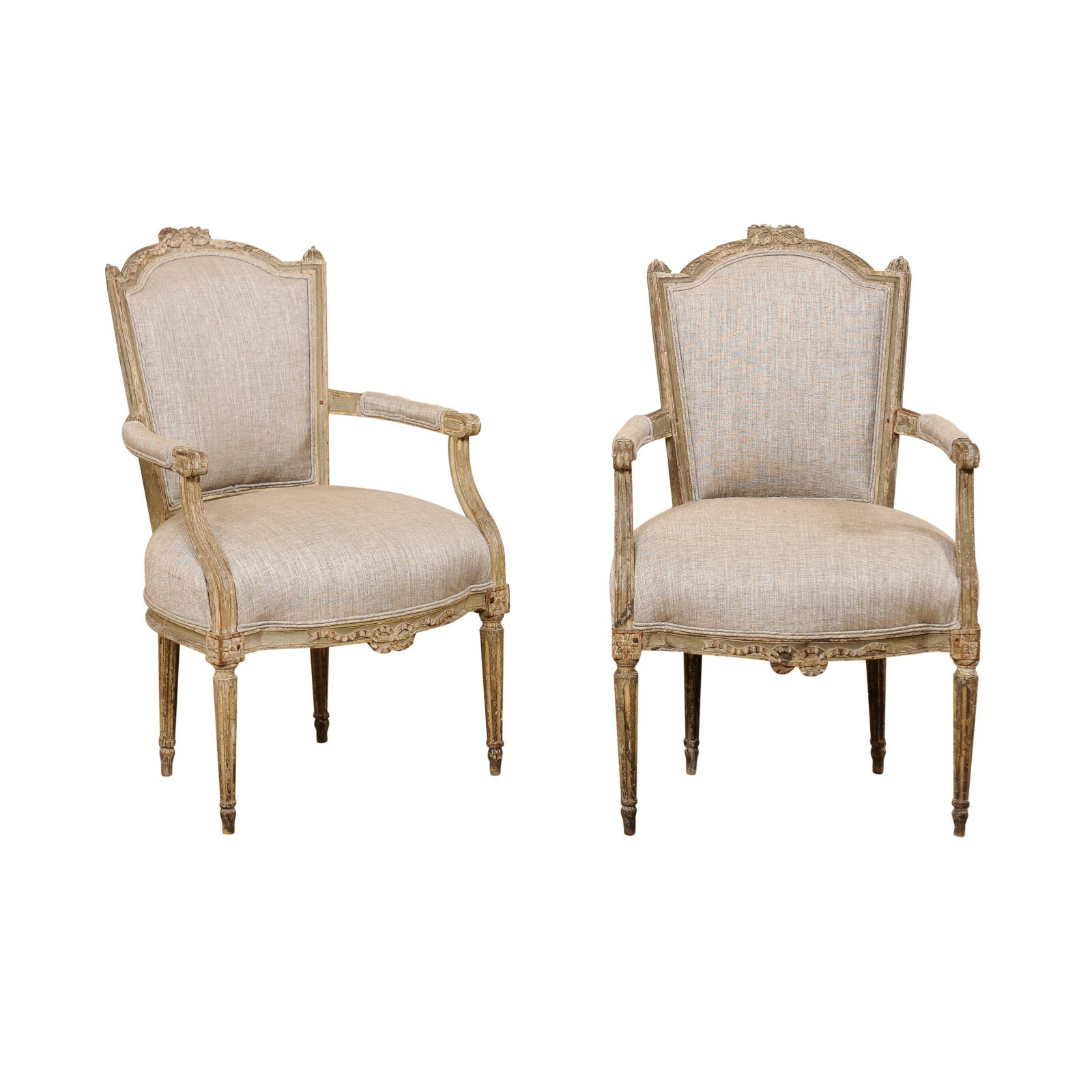 French Louis XVI Style Armchairs, 19th C.