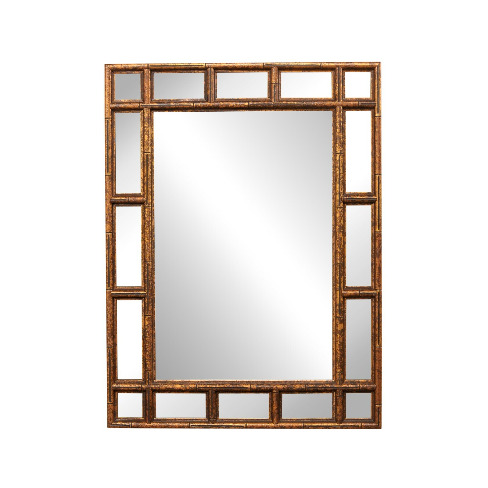 Faux Bamboo Wall Mirror, Rectangular-Shaped