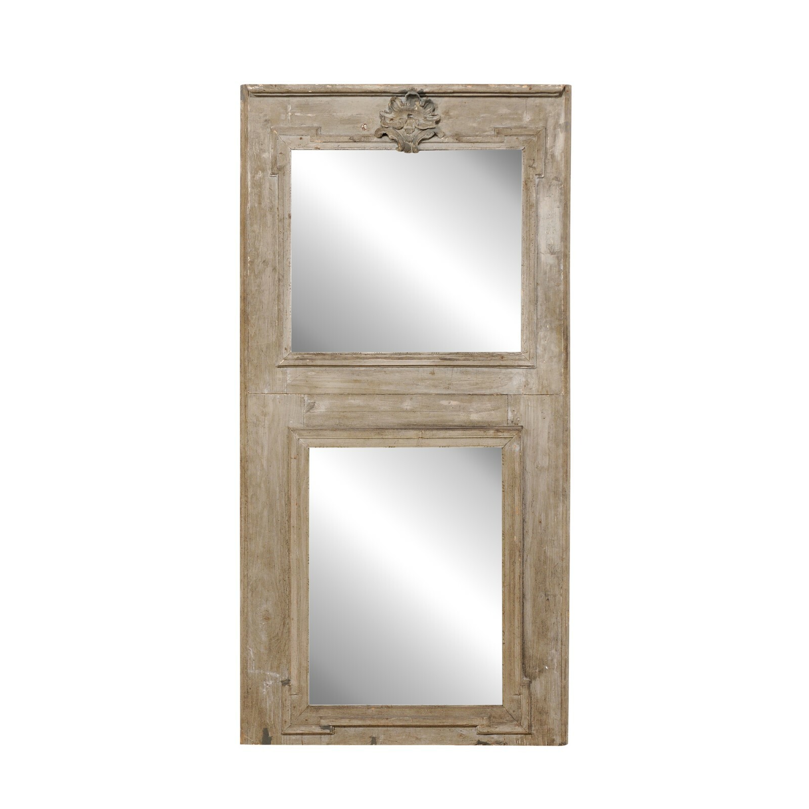 French Trumeau Mirror w/Orig. Gray, 19th C.