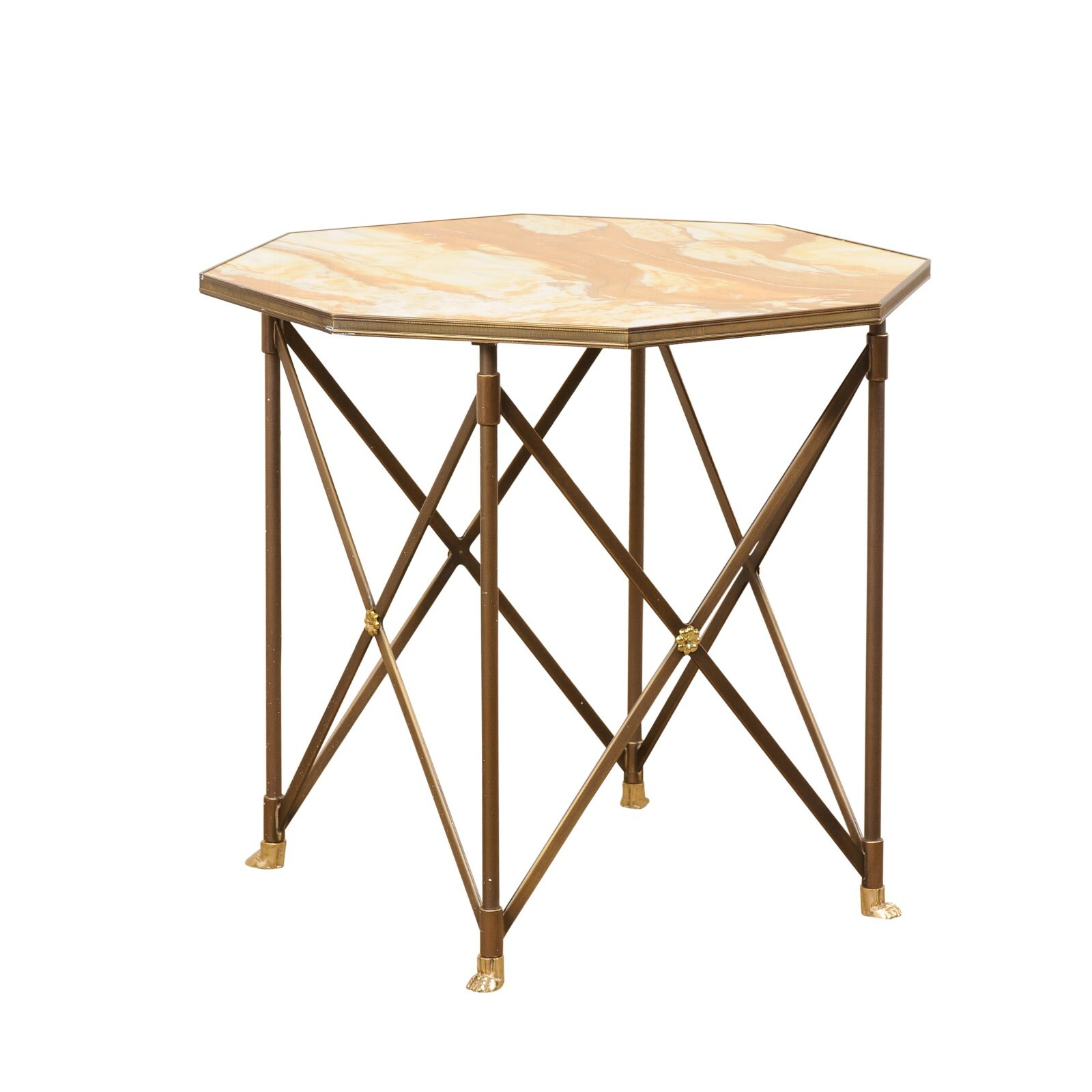 French Stone Top & Gold Metal Base Table
