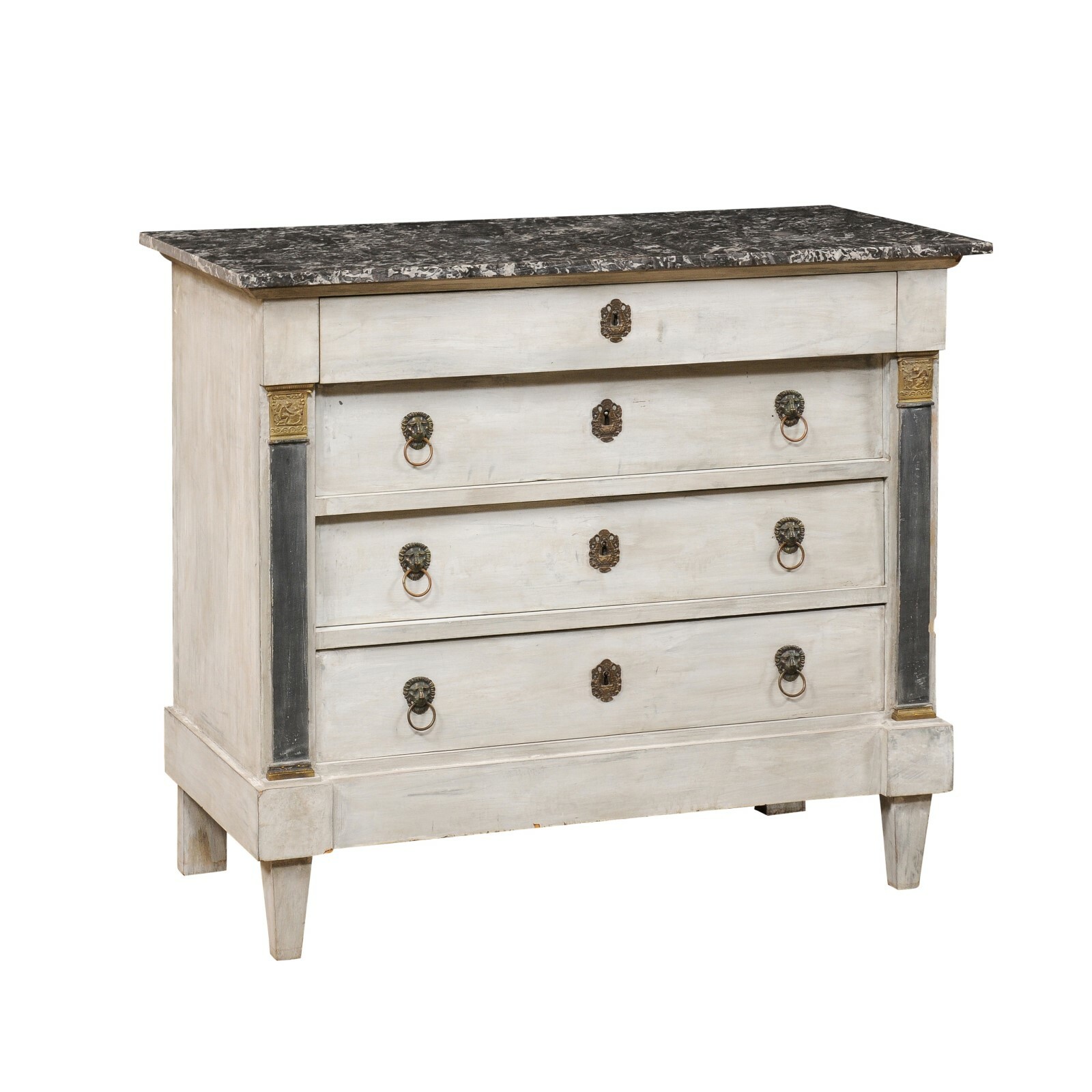 19th C. Neoclassic French Marble Top Chest