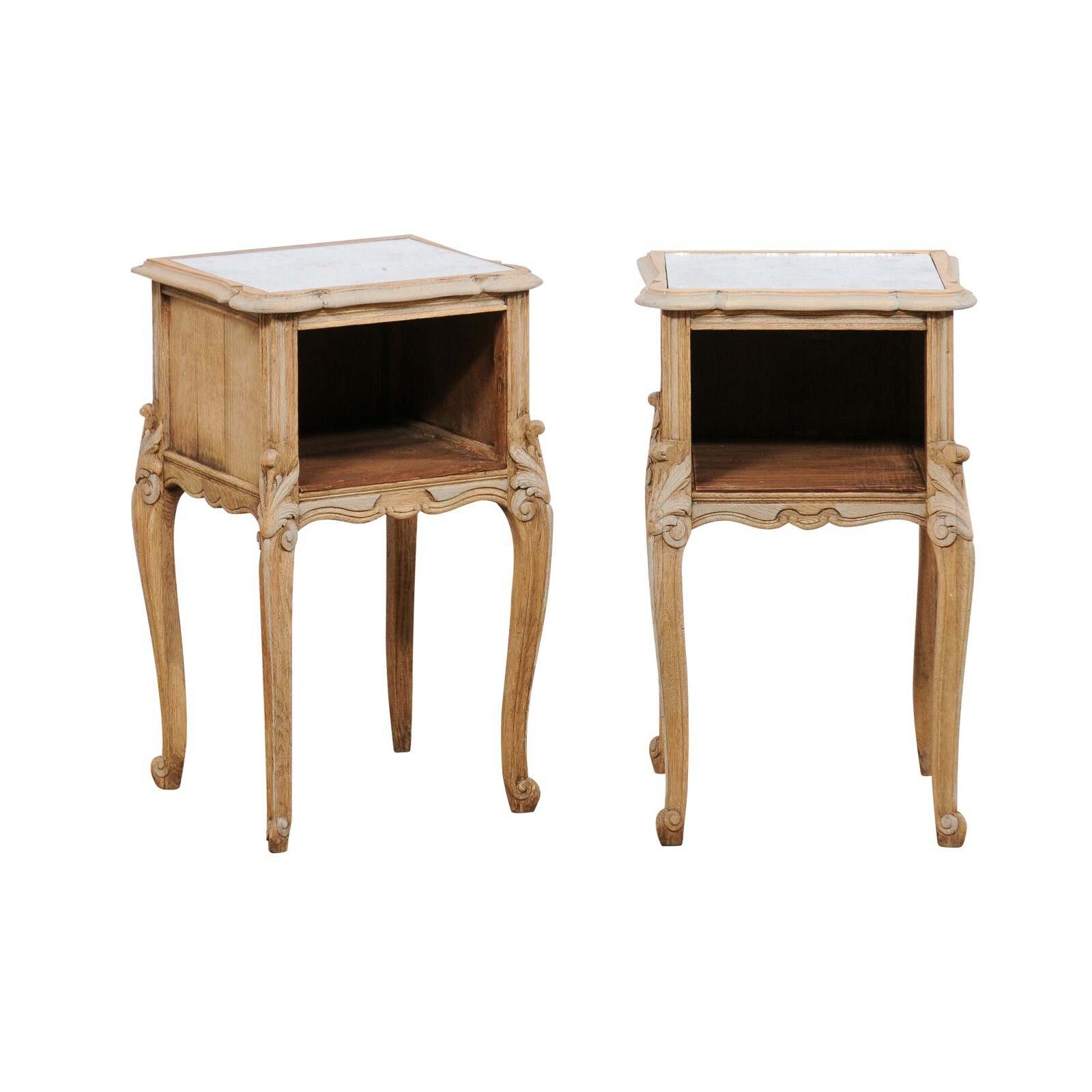 Pair French Mirror Top End Tables, 1920's