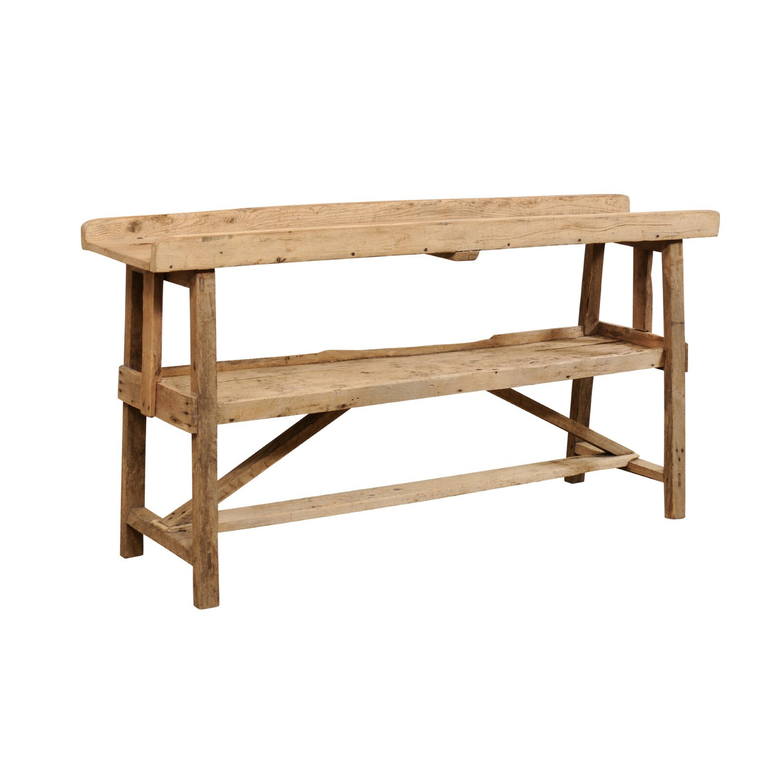 Rustic Spanish Tiered Wooden Antique Table