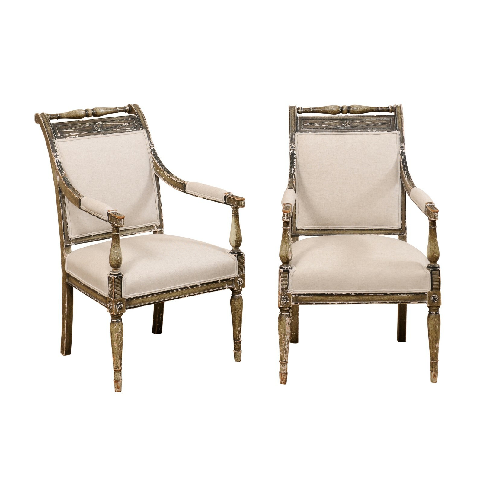 French Pair 19th C. Empire Style Fauteuils