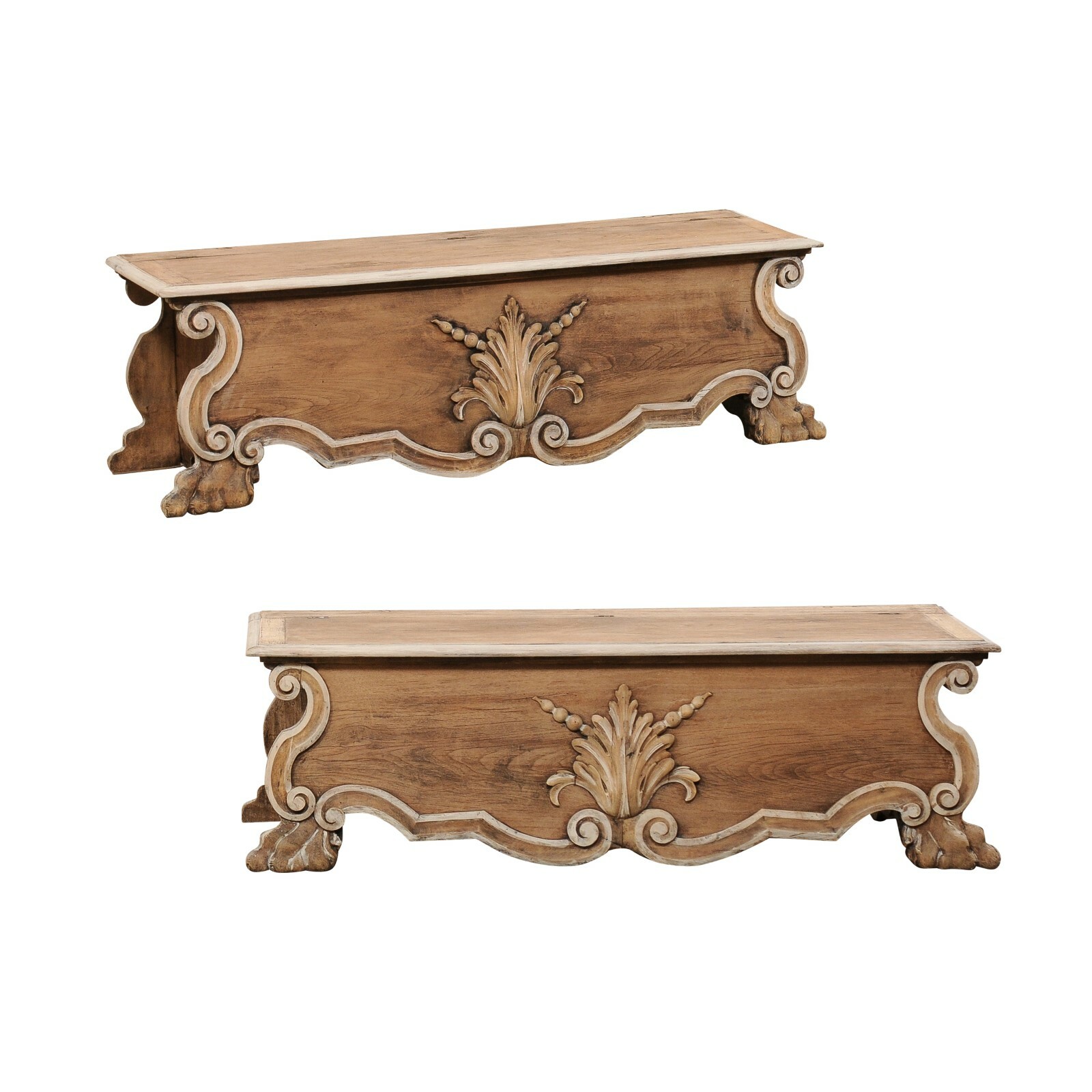 Italian Pair Baroque-Style 19th C. Benches