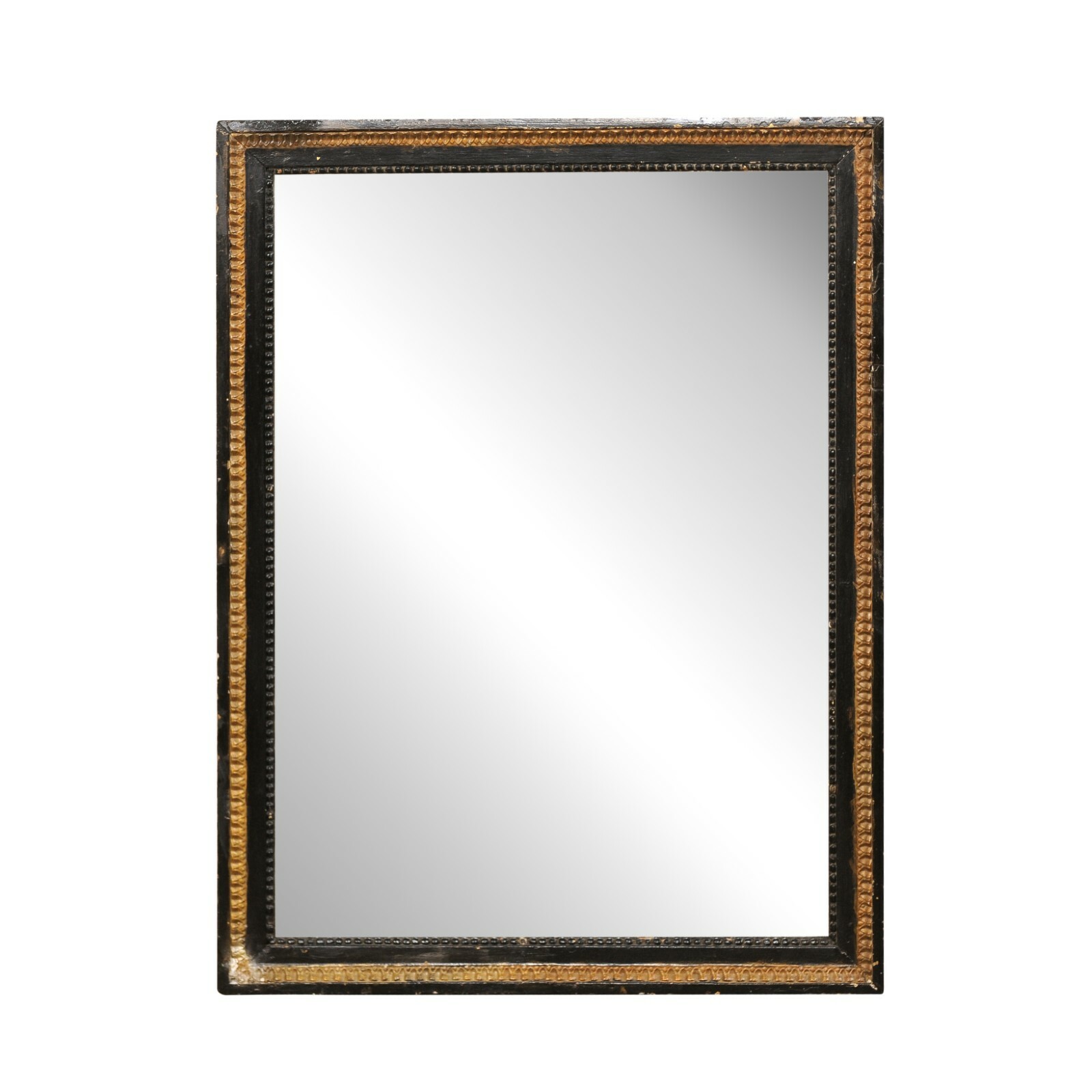 Italian 19th C. Wall Mirror, Black w/Gold 