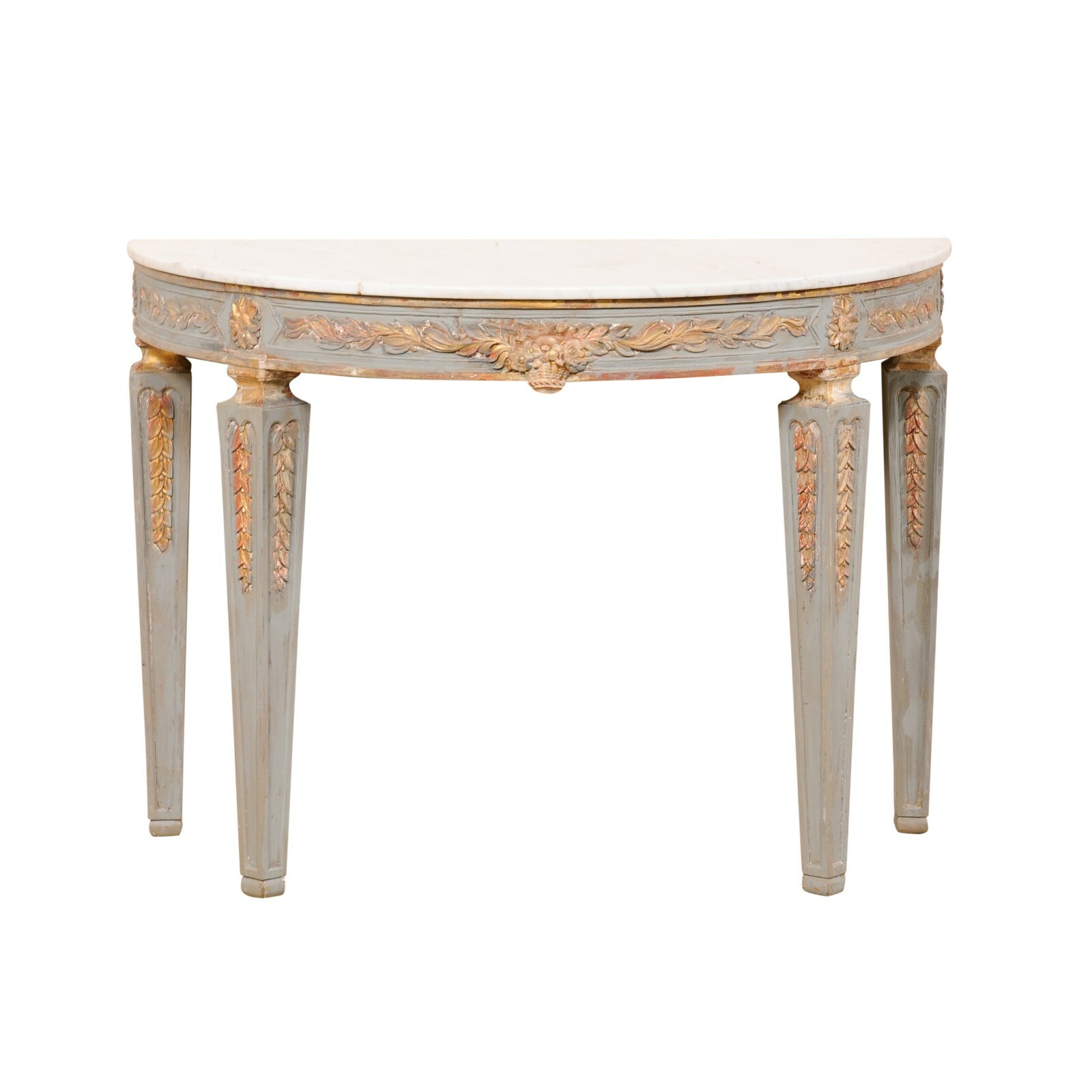 Italian Demi-Console w/White Marble Top