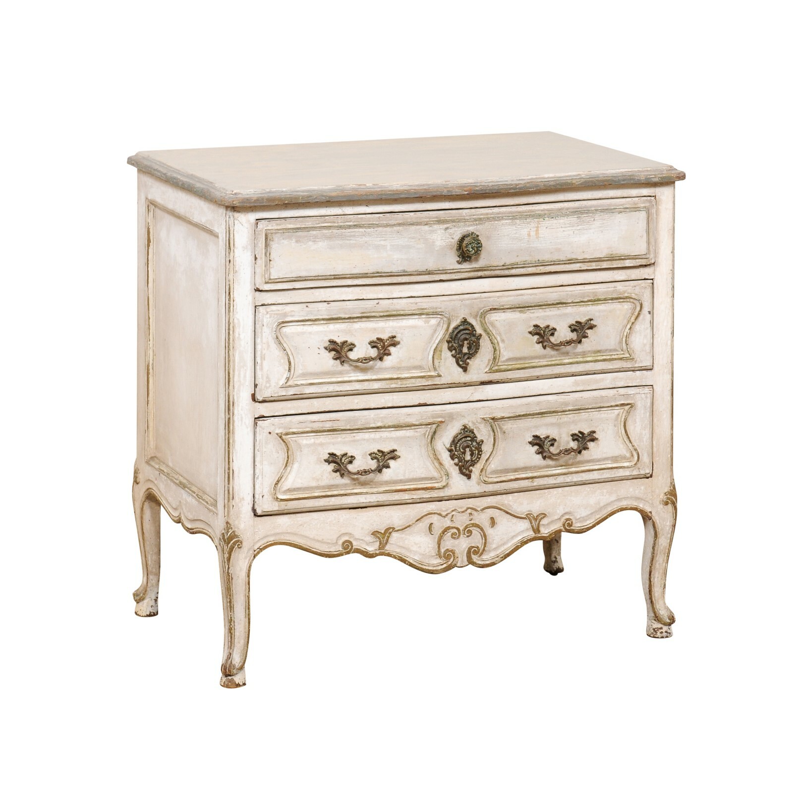 Petite Antique French Commode, Off-White