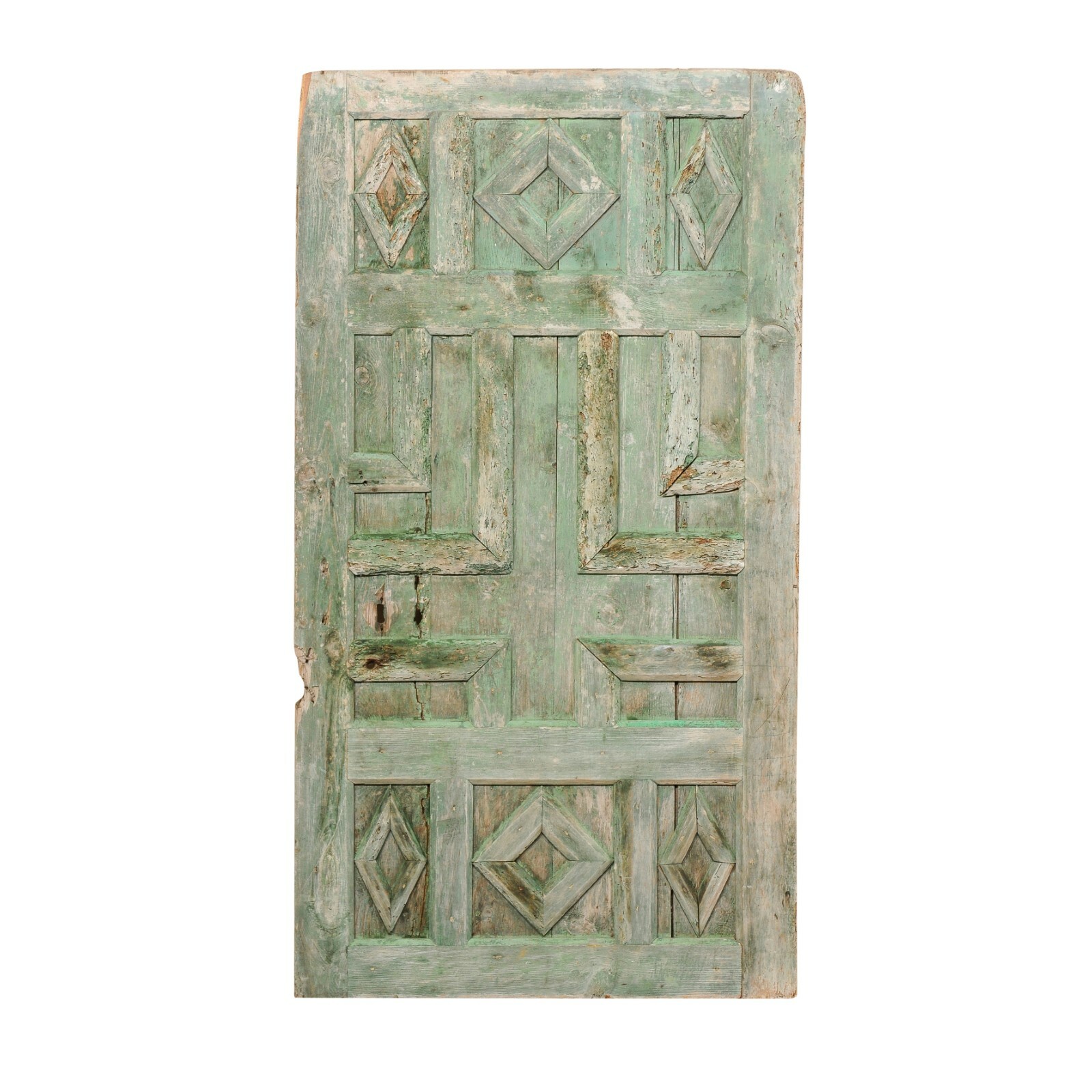 Spanish 19th C. Door w/Original Green Paint