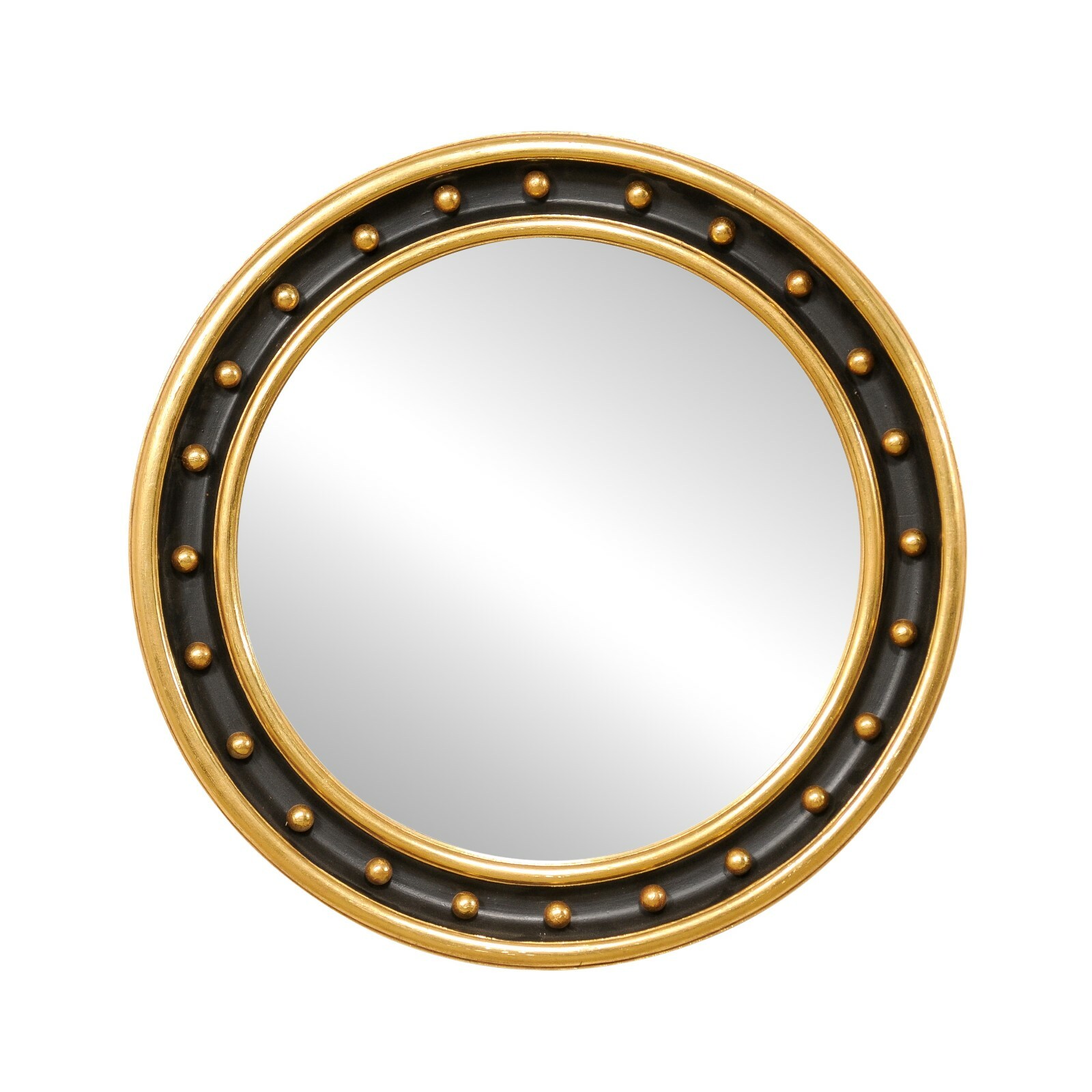 Vintage Black & Gold Round Bulls-Eye Mirror