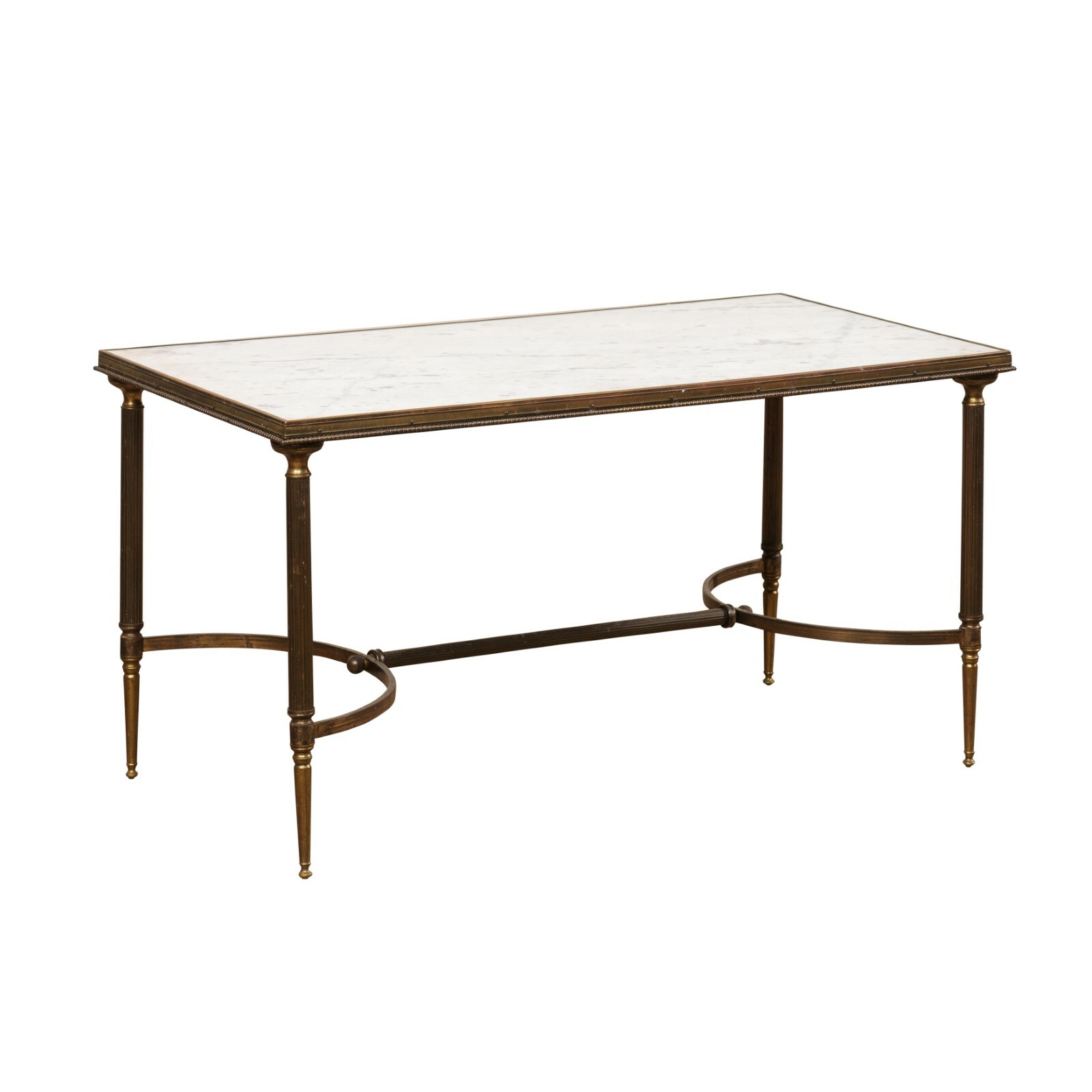 French Brass Coffee Table w/Marble Top 