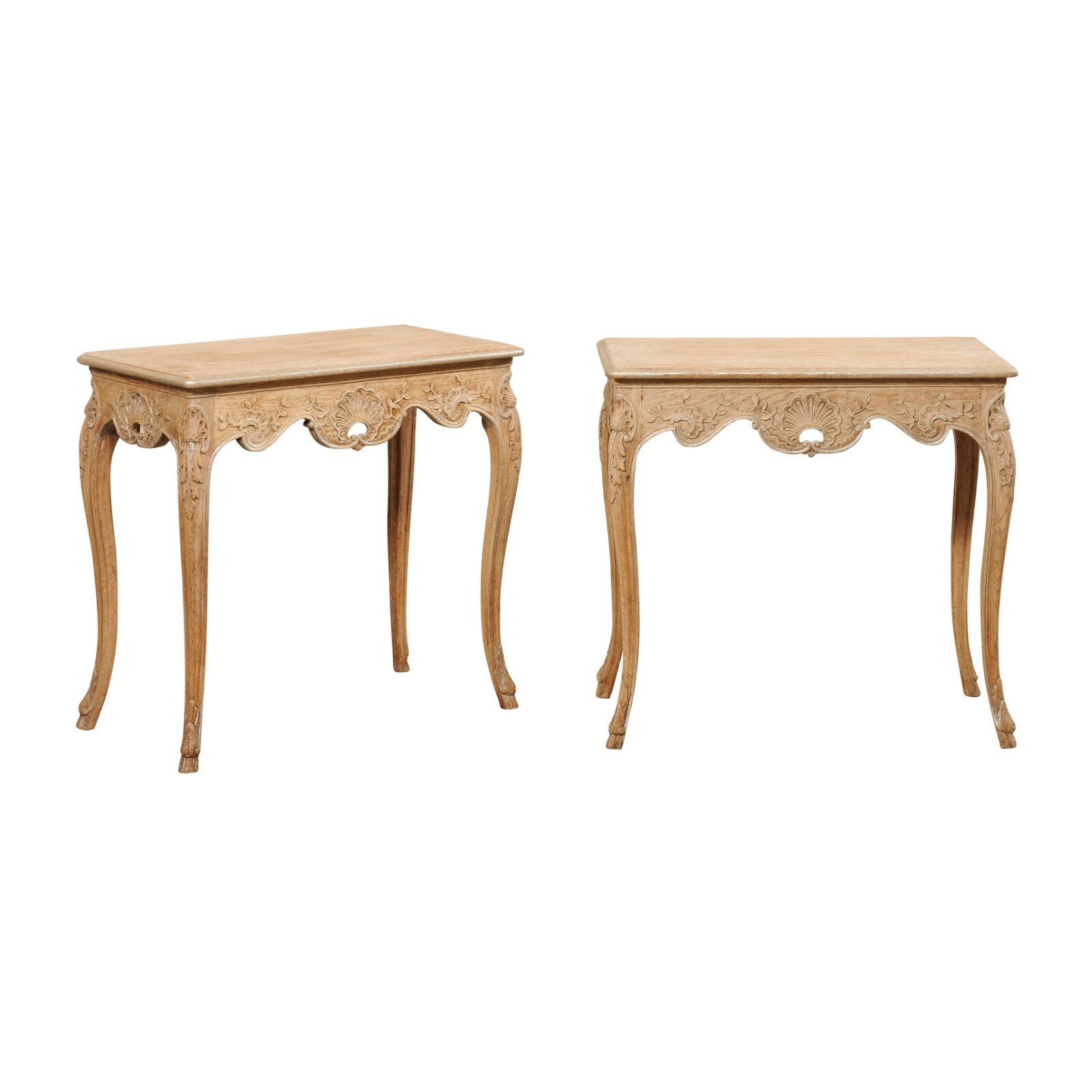 French Tables w/Elegant Shell-Carved Skirts