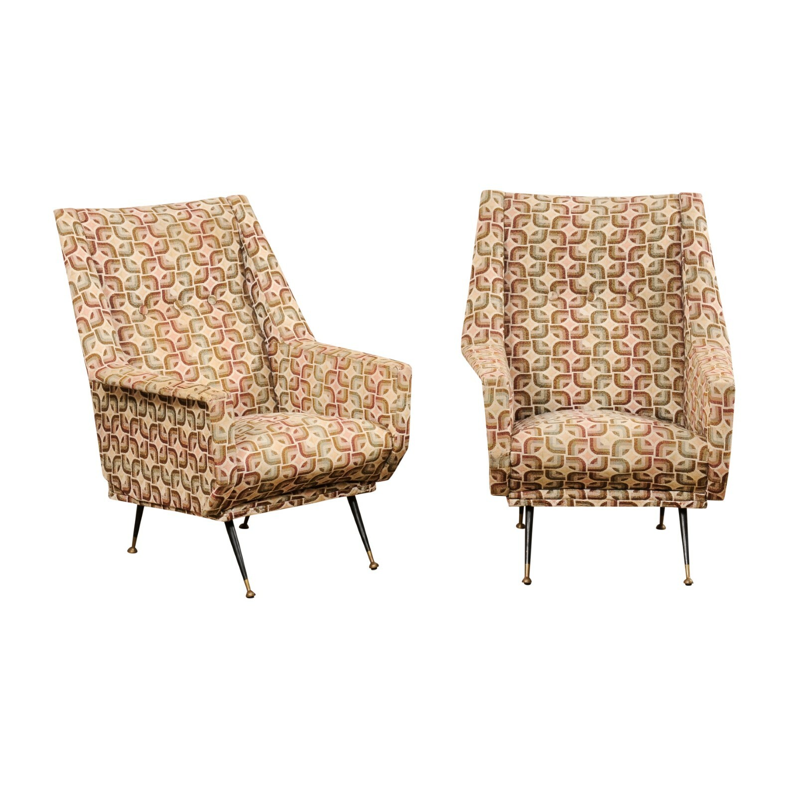 Vintage Pair Italian Modern Wingback Chairs