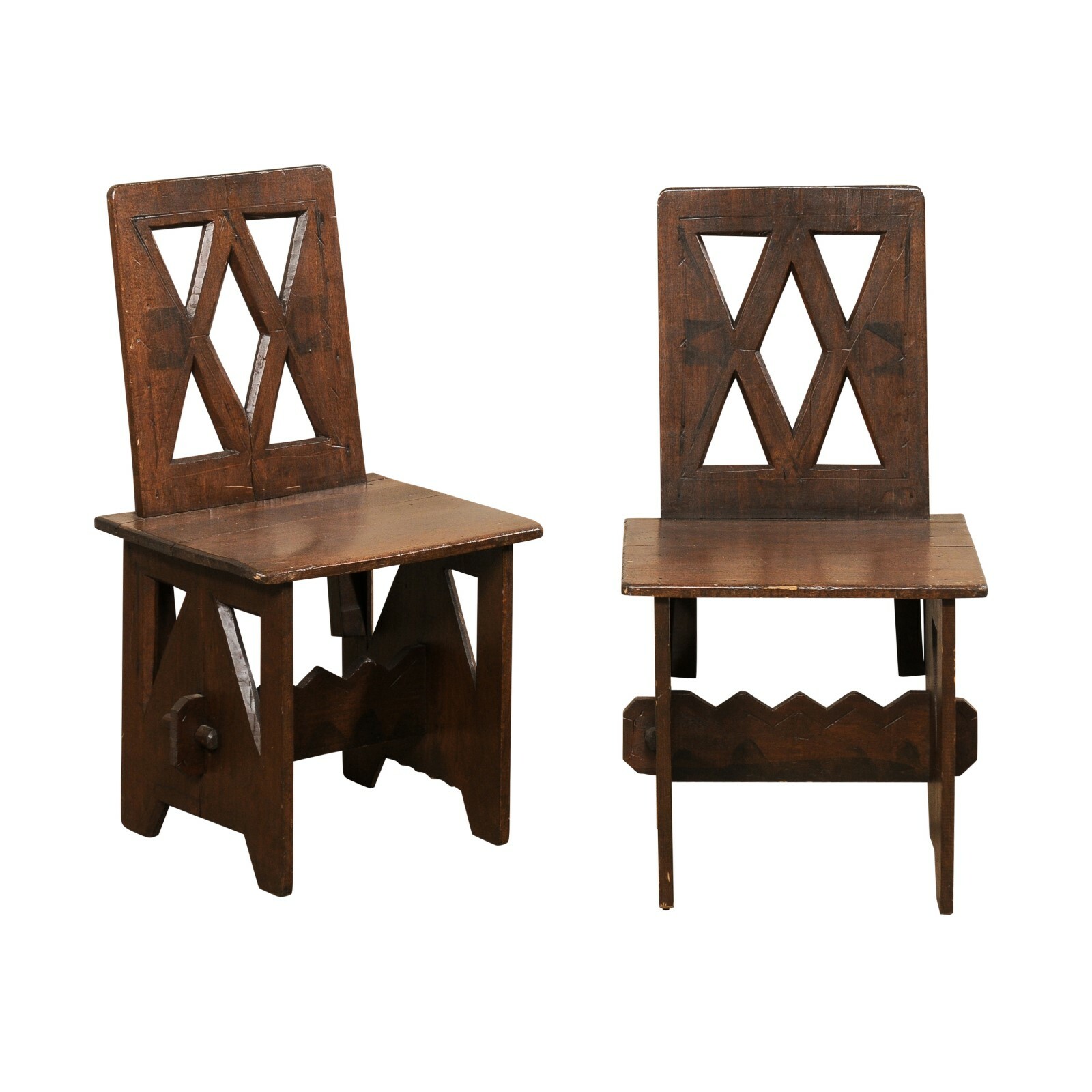 An Interesting Pair Carved FireSide Chairs 