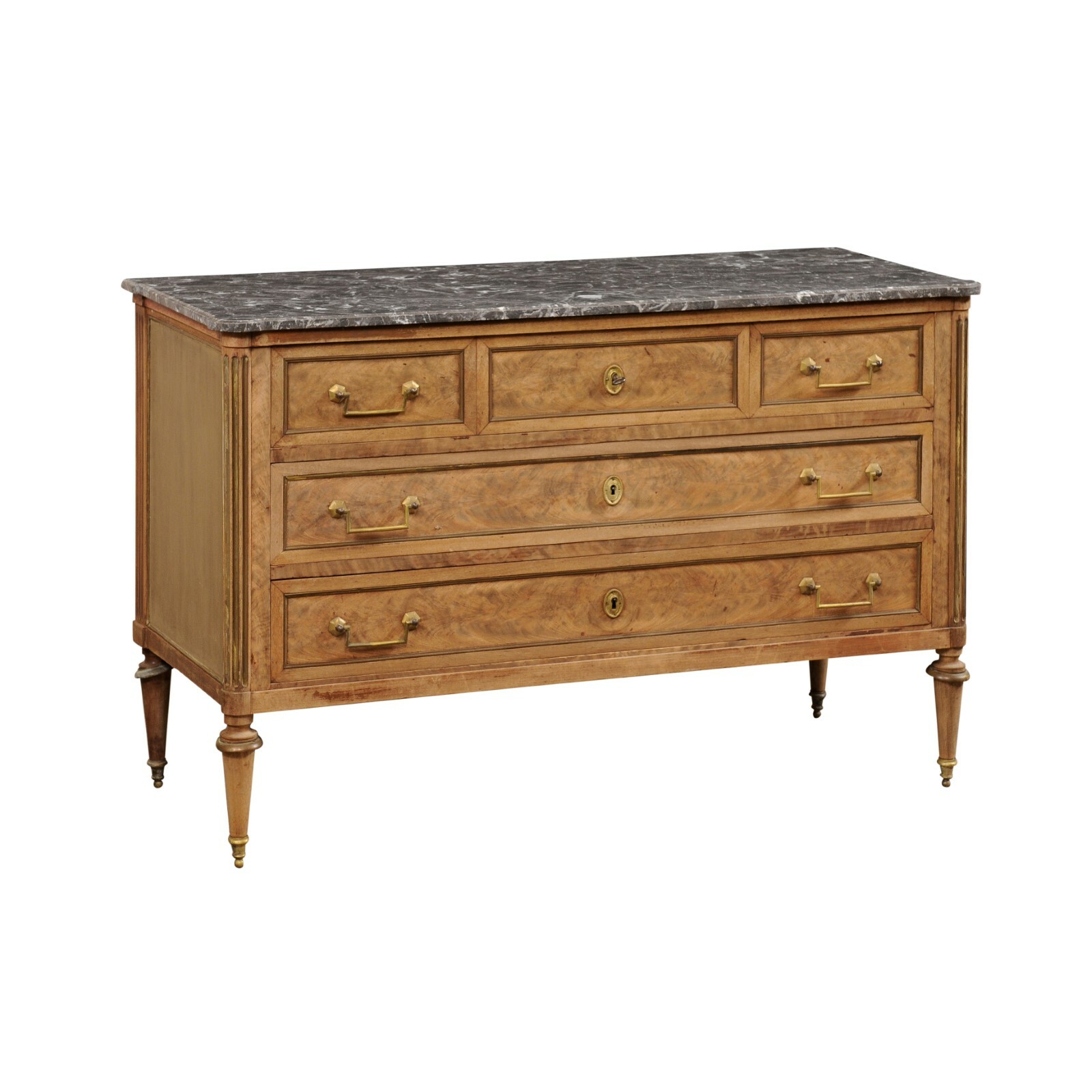 Neoclassic Commode w/Orig. Gray Marble Top