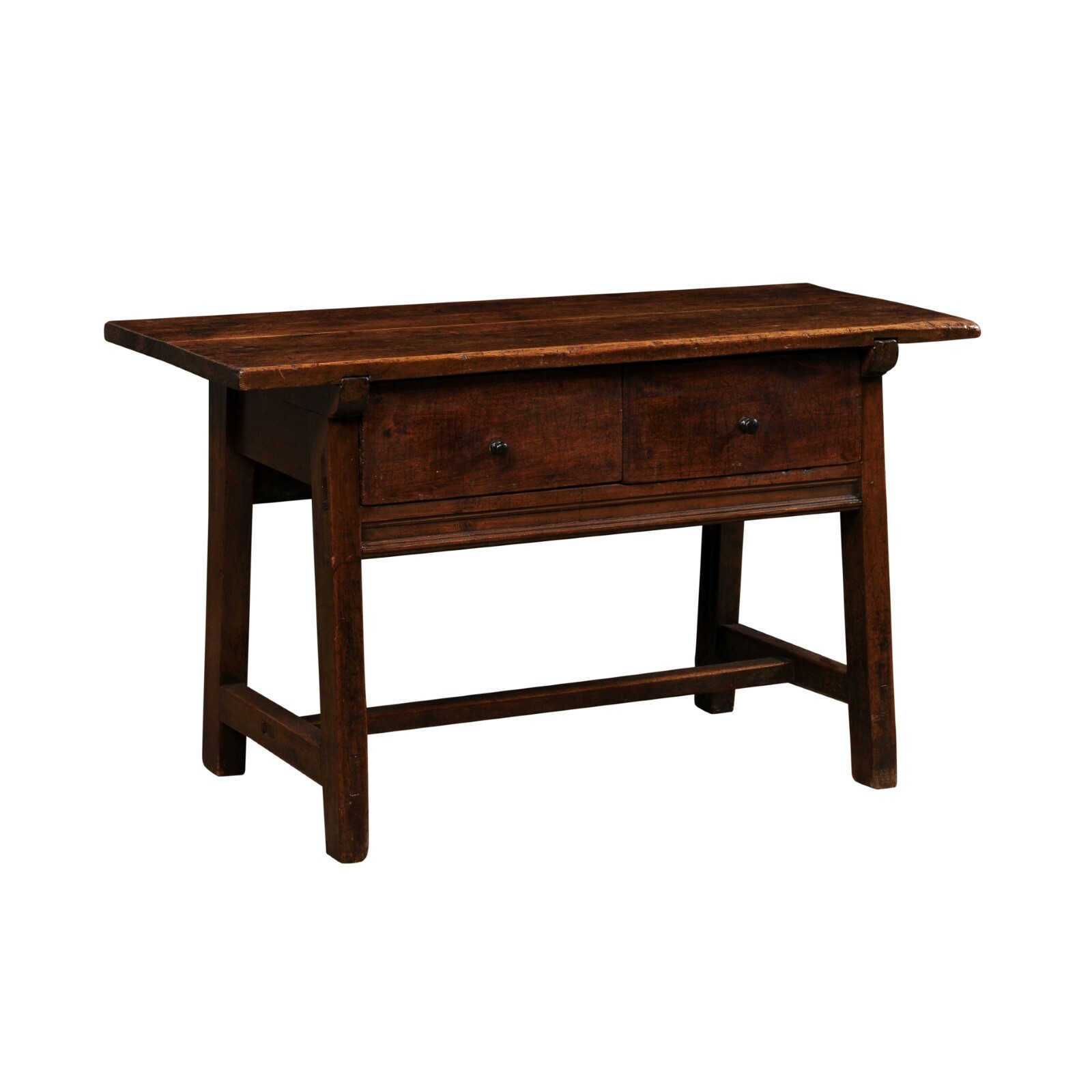 18th C. Spanish Wood Console w/Pair Drawers