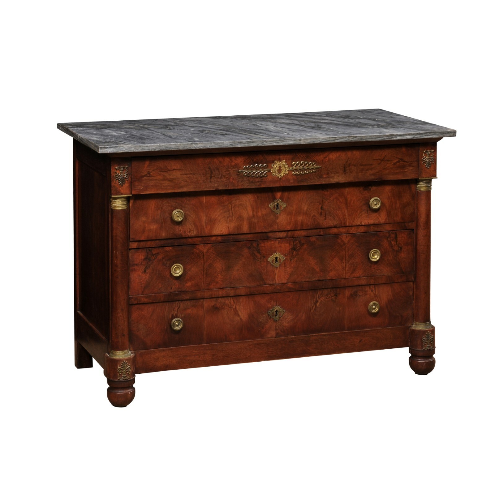 Neoclassical French Commode w/Brass Accents