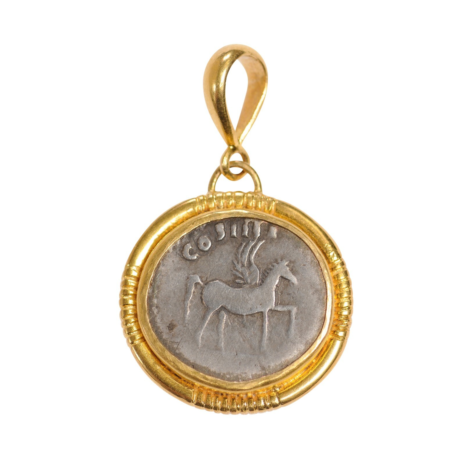 A Winged Pegasus Coin in 22kt Gold Pendant
