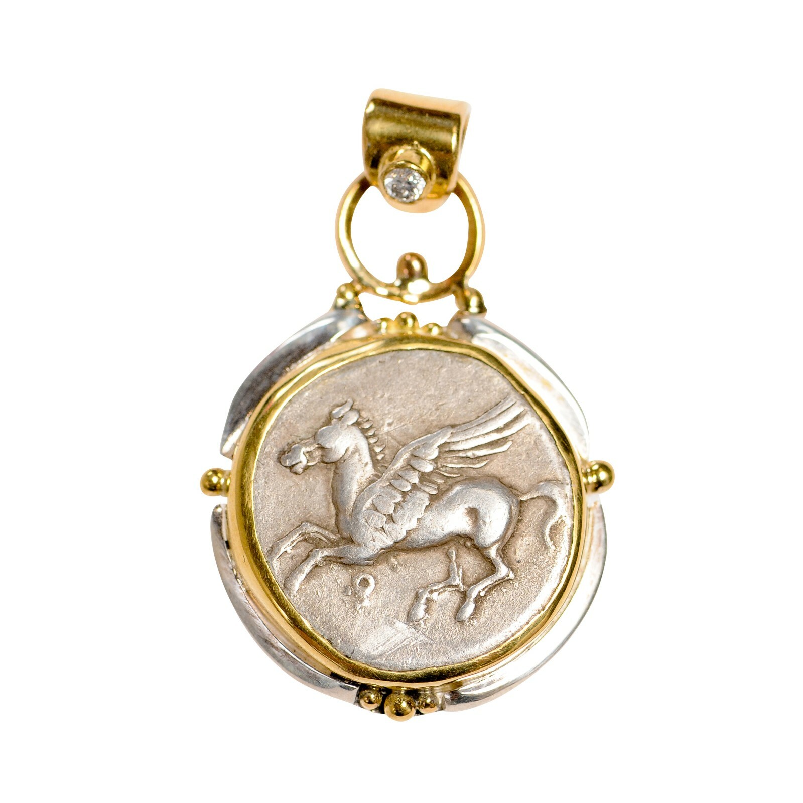 Ancient Pegasus Coin in 22 kt Gold Pendant
