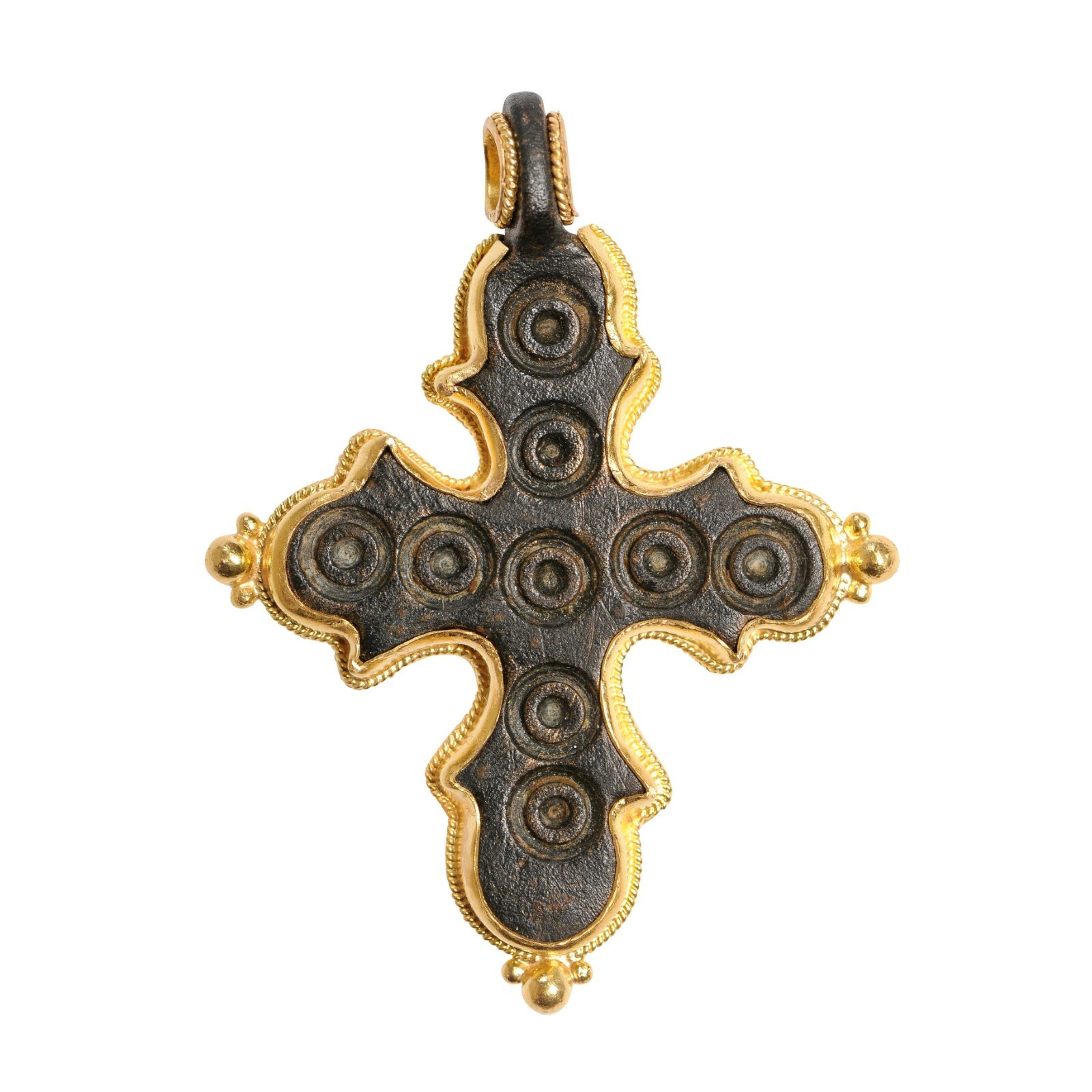 A Byzantine Bronze Cross in Gold Setting
