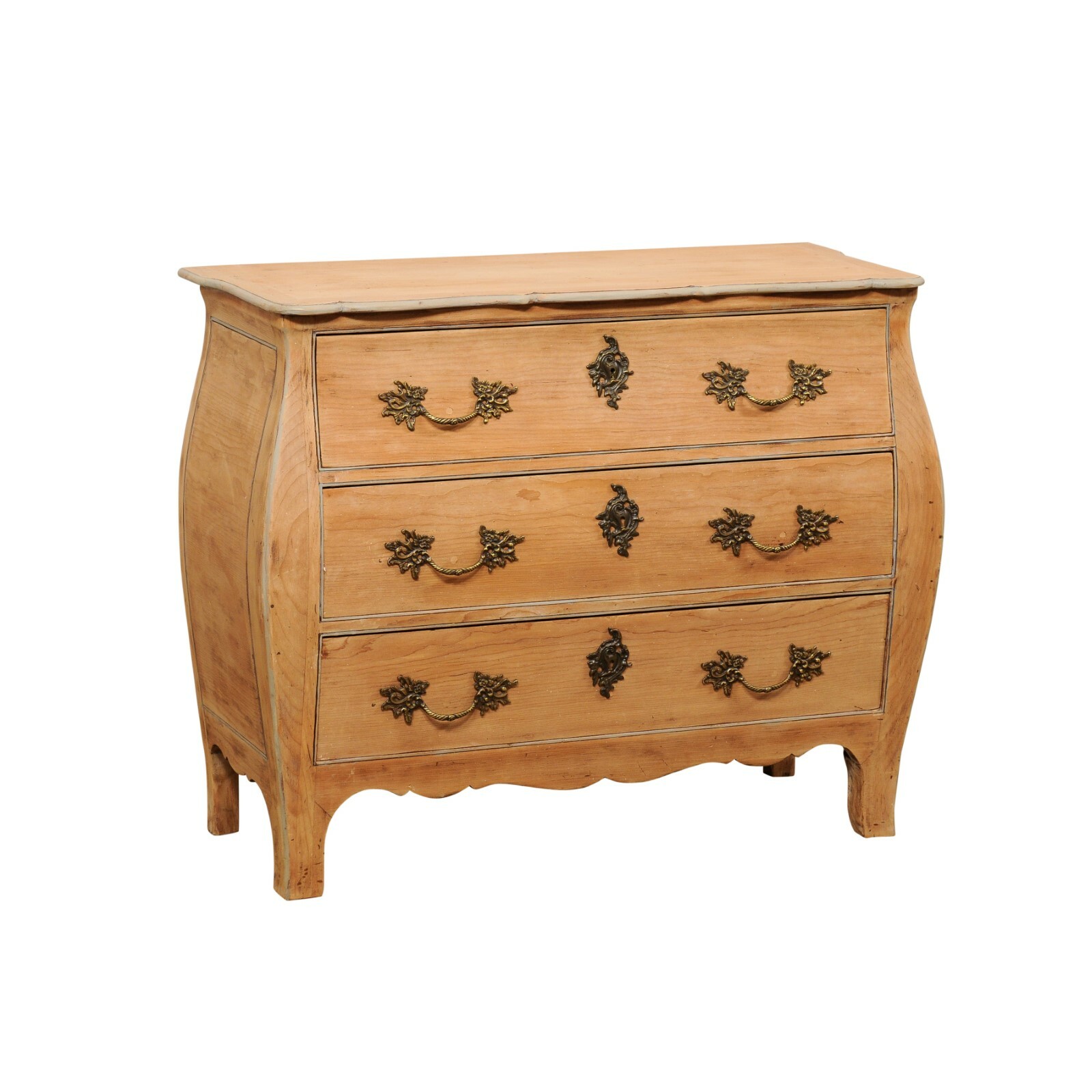 French Bow-Front Commode w/Rococo Hardware