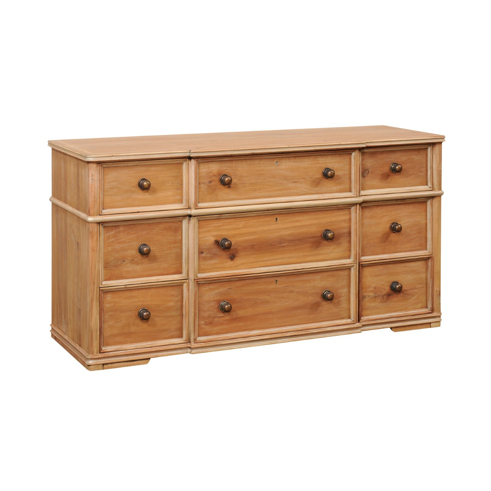 Vintage Bleached Wood Chest of Nine Drawers
