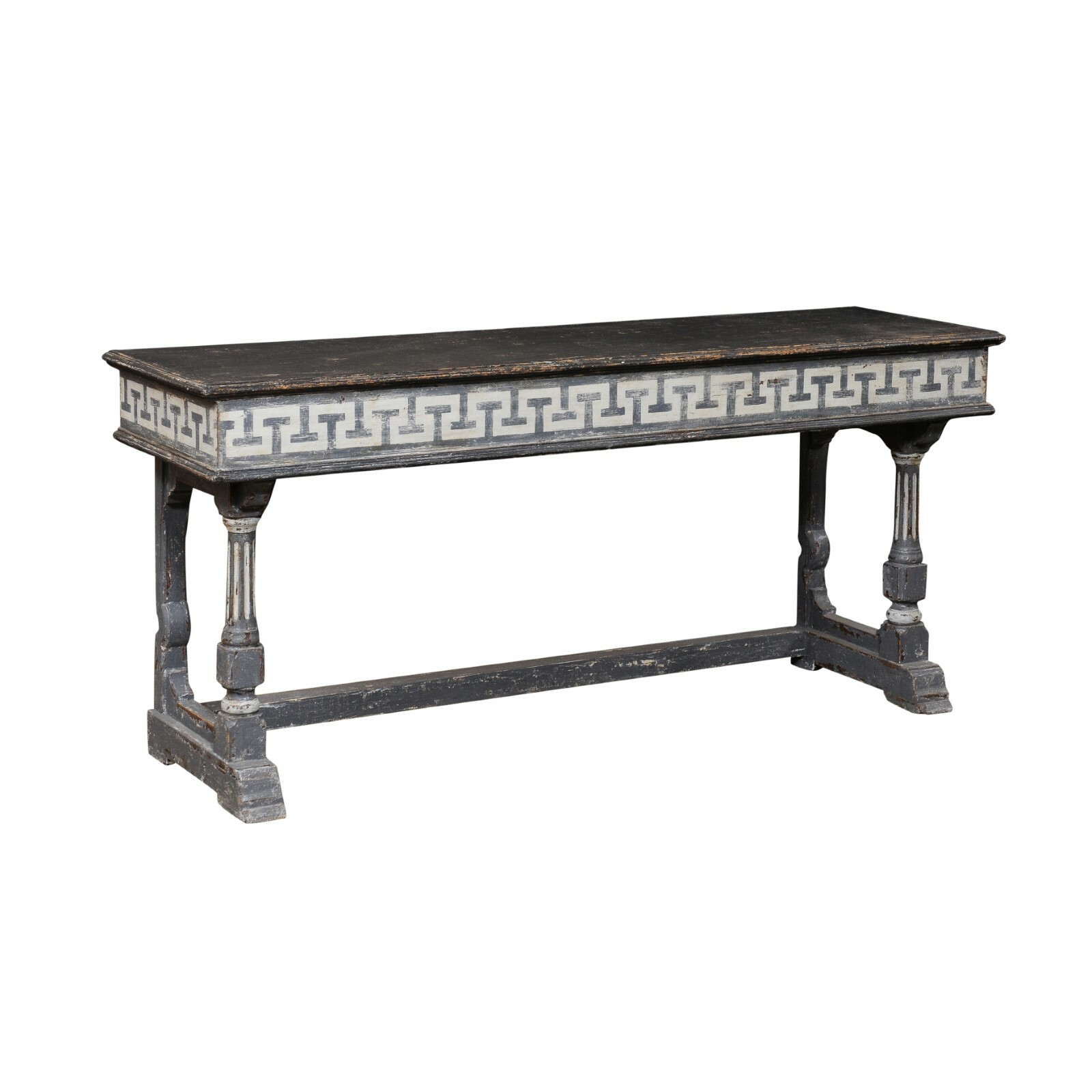 French Greek Key Painted Wood Console Table