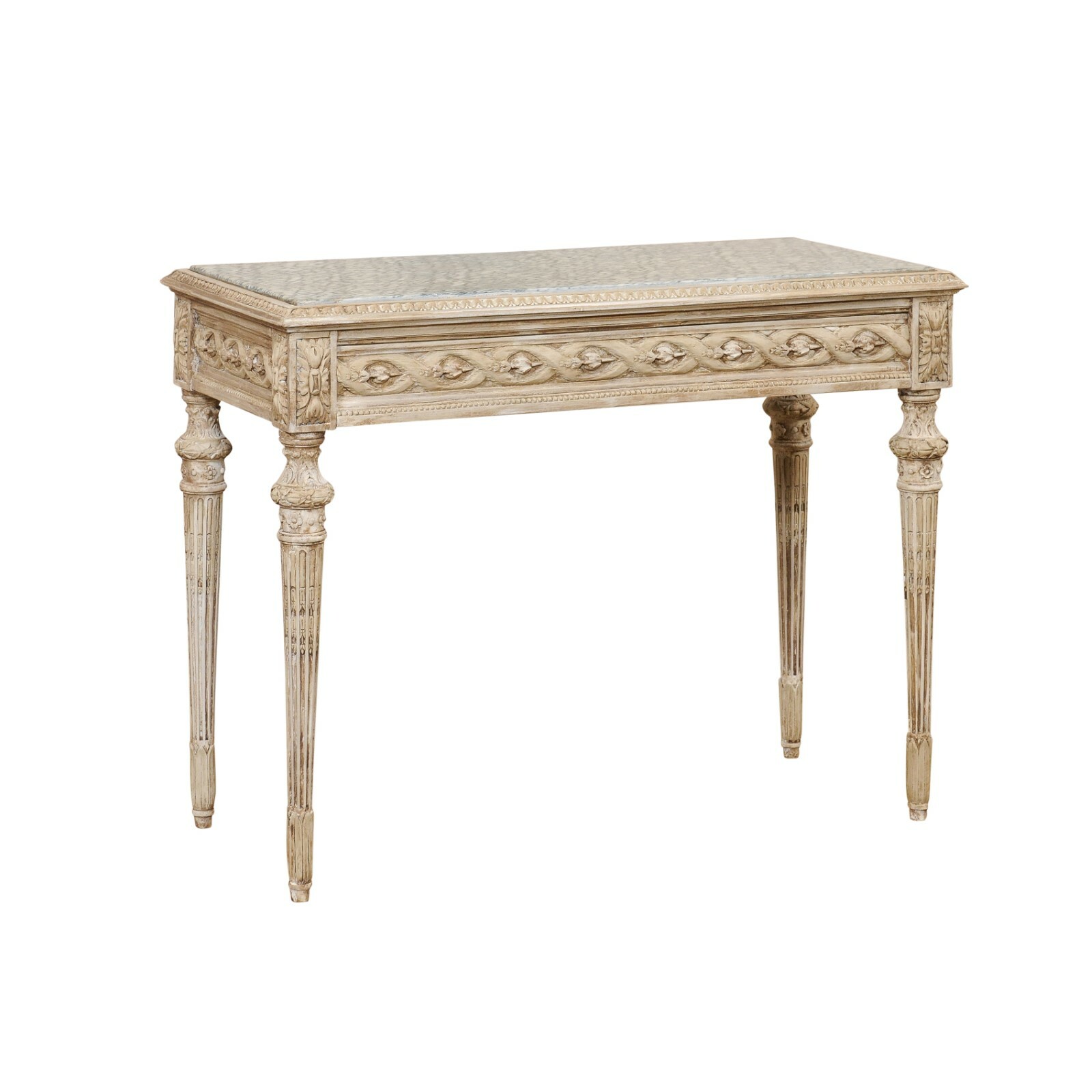 French Nicely-Carved Console w/Marble Top