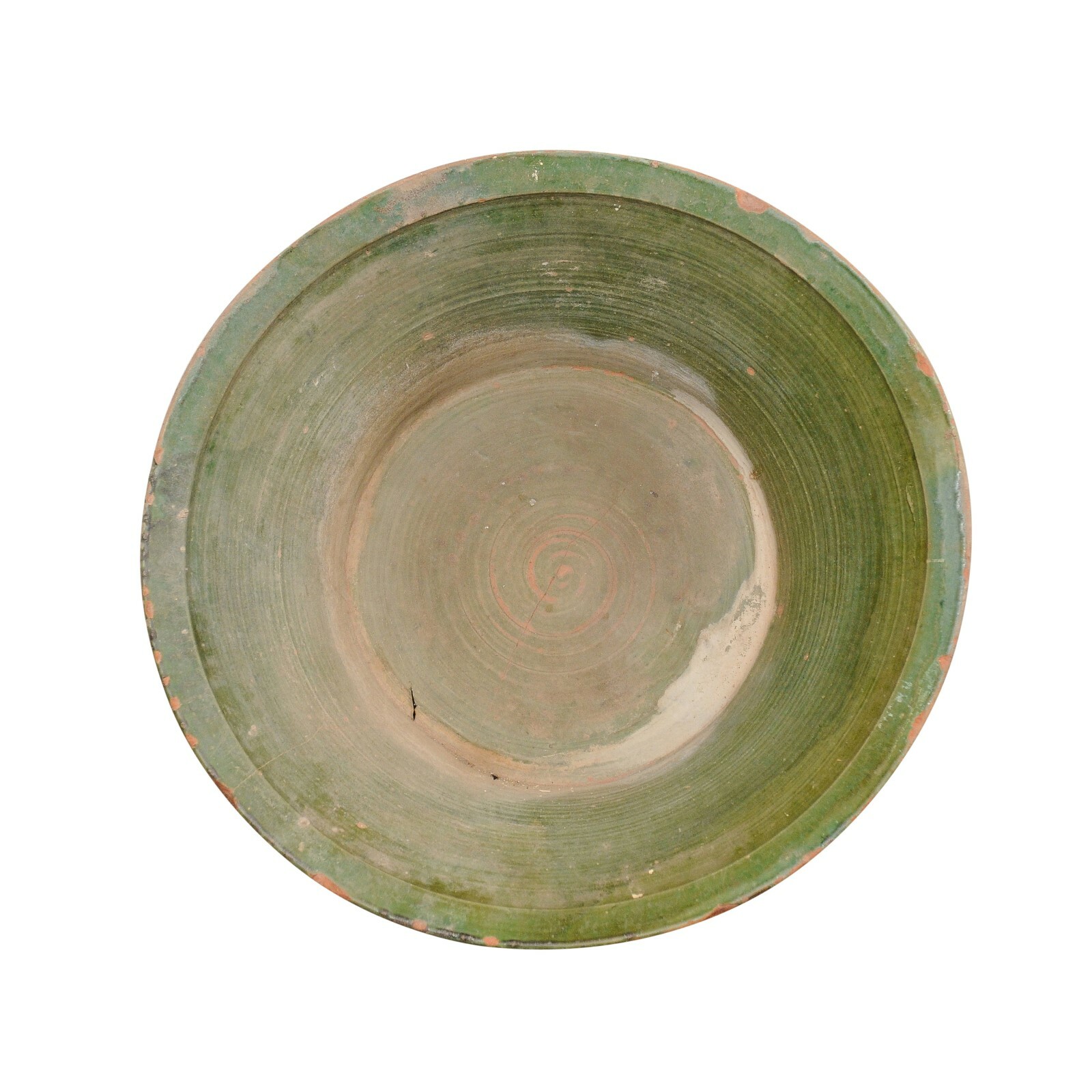 Antique Spanish Green Terracotta Bowl