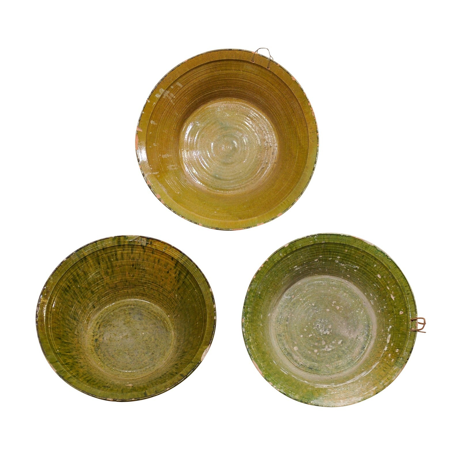 Set of 3 Spanish Antique Terracotta Bowls