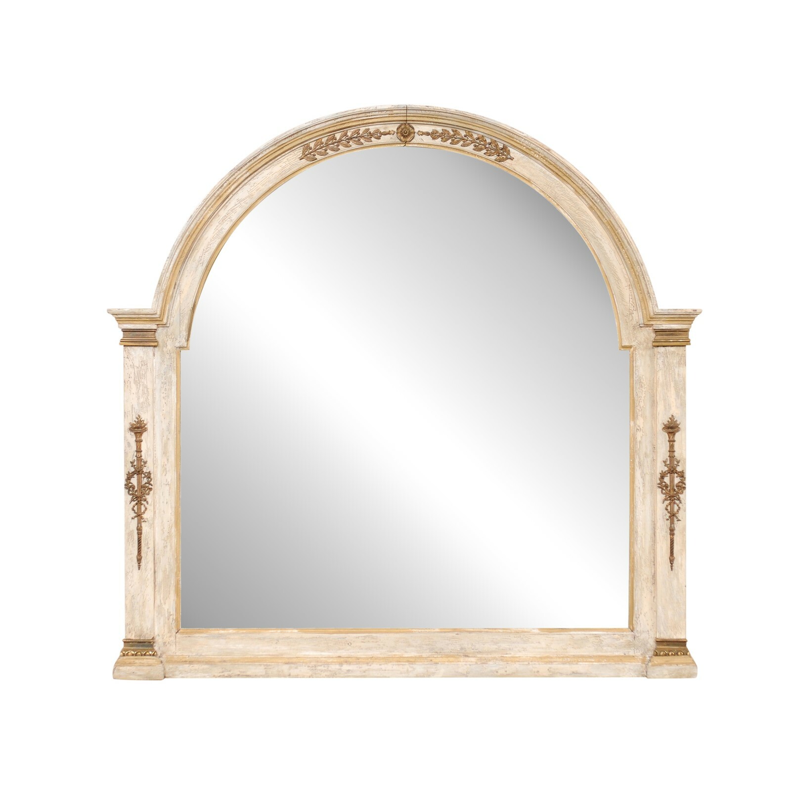 Early 20th C. French Painted Arched Mirror