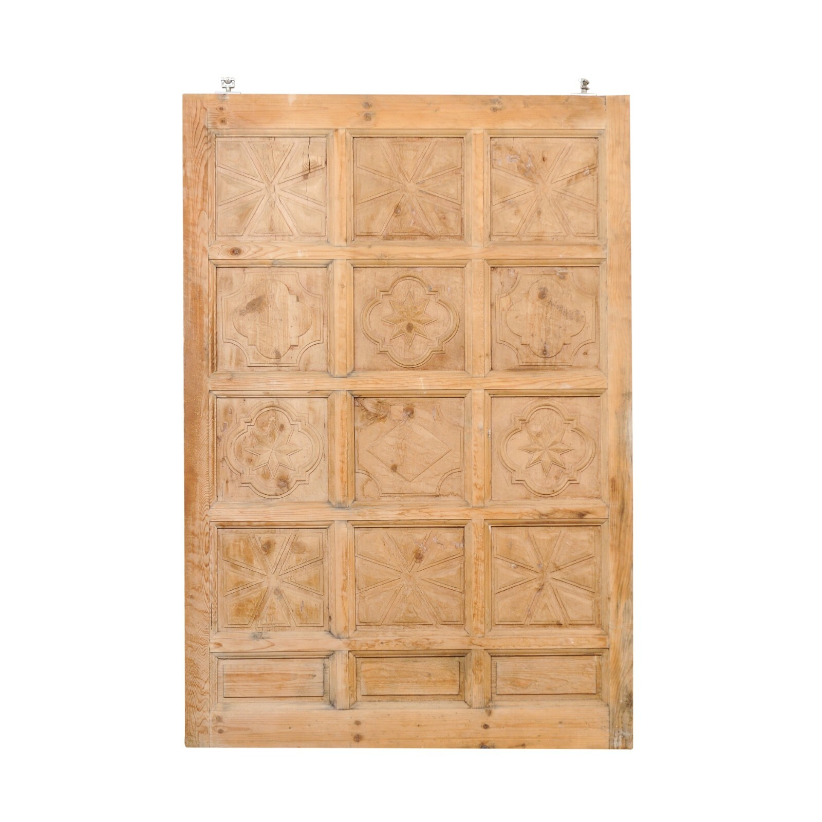 A Large Spanish Carved-Wood 15 Panel Door