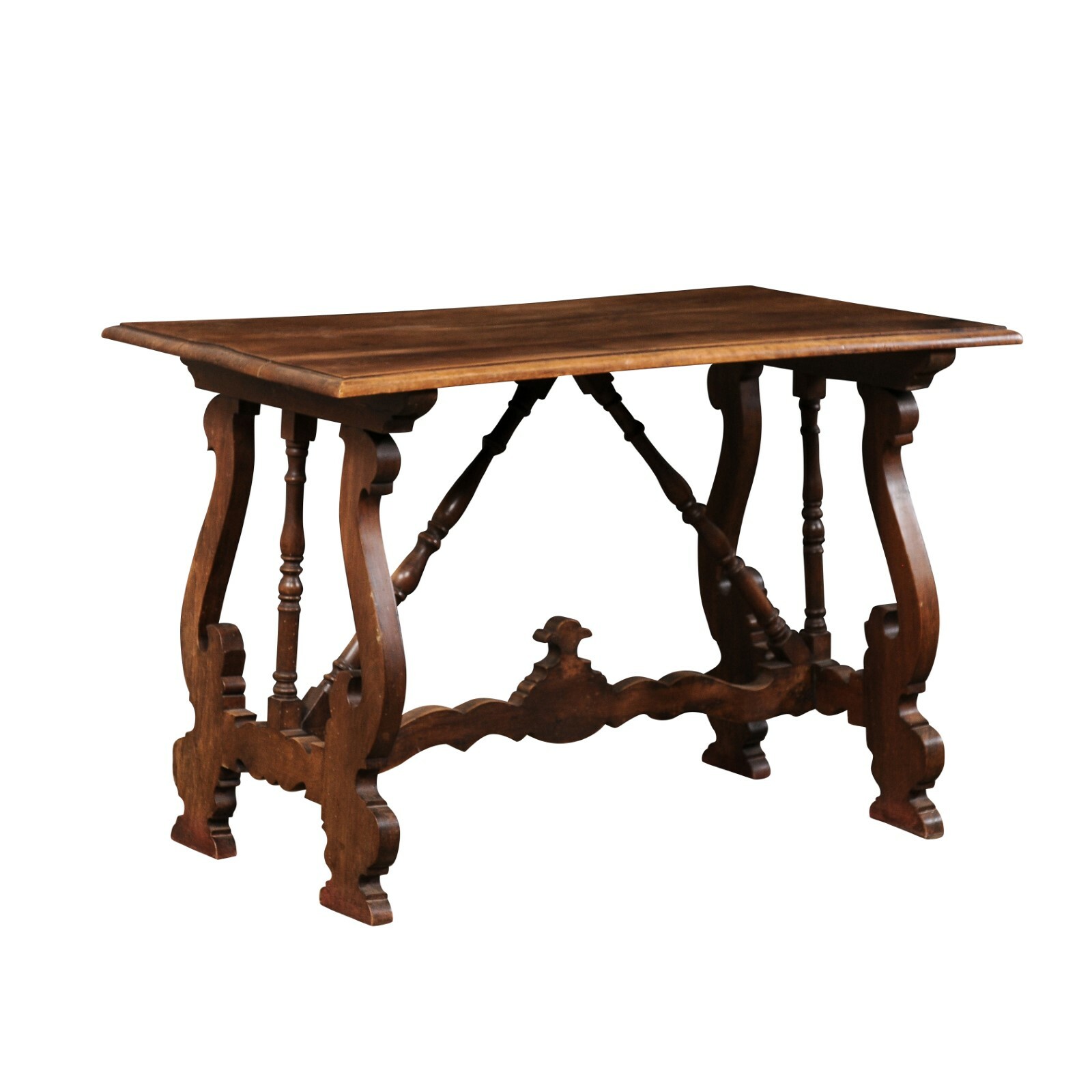 Spanish 19th C. Lyre Desk or Console Table