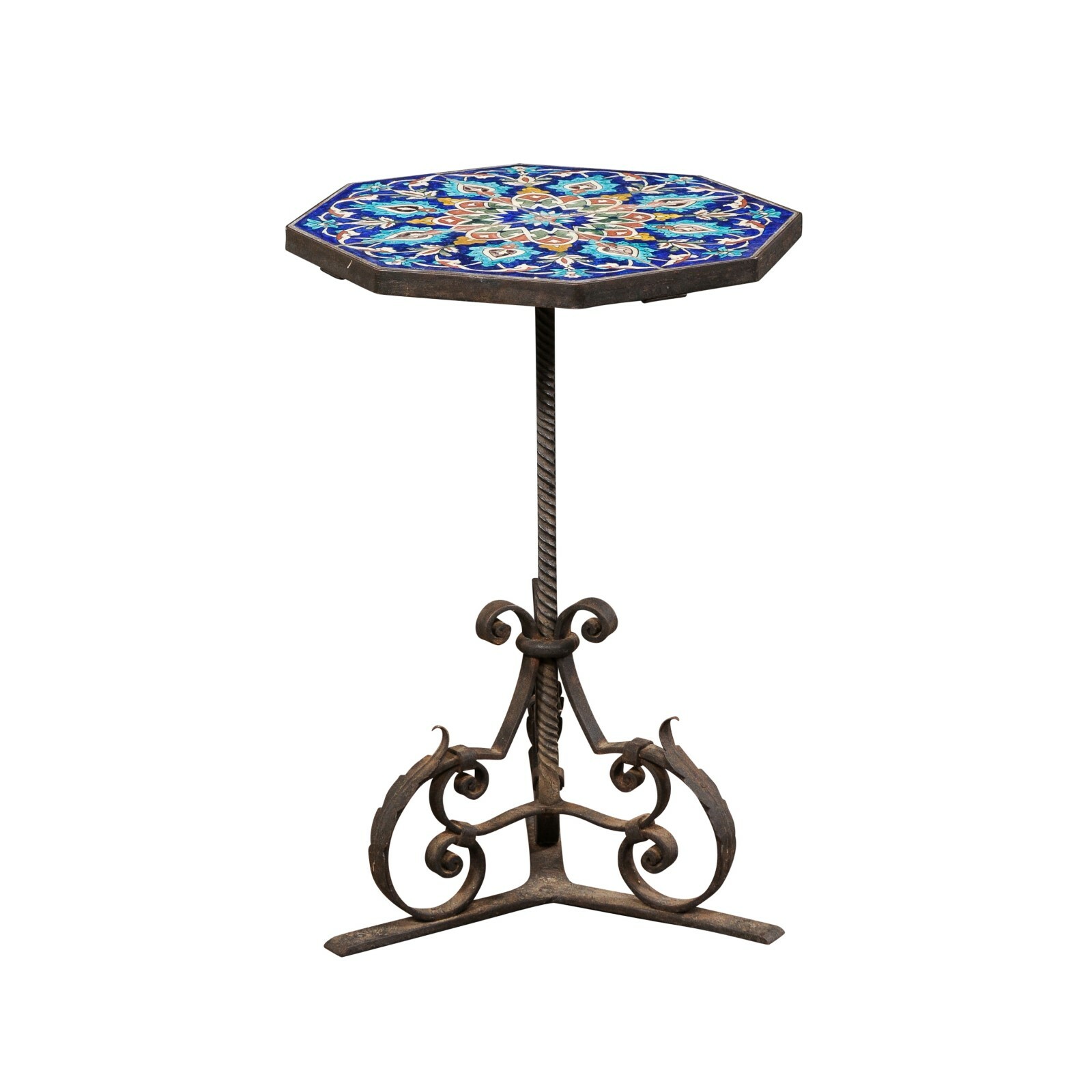 Spanish Iron Drinks Table w/Tile Top