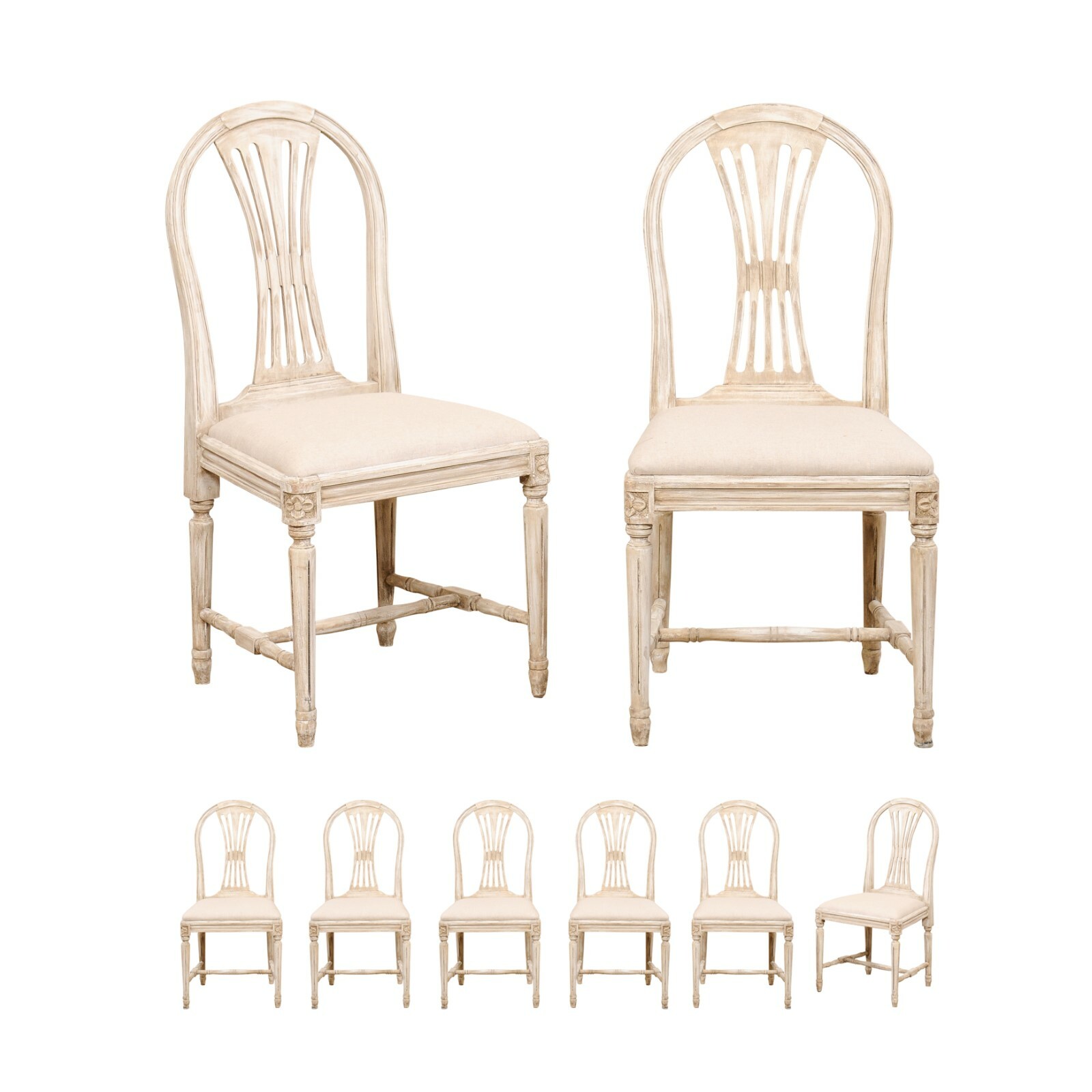 Swedish Set of 8 Gustavian-Style Armchairs